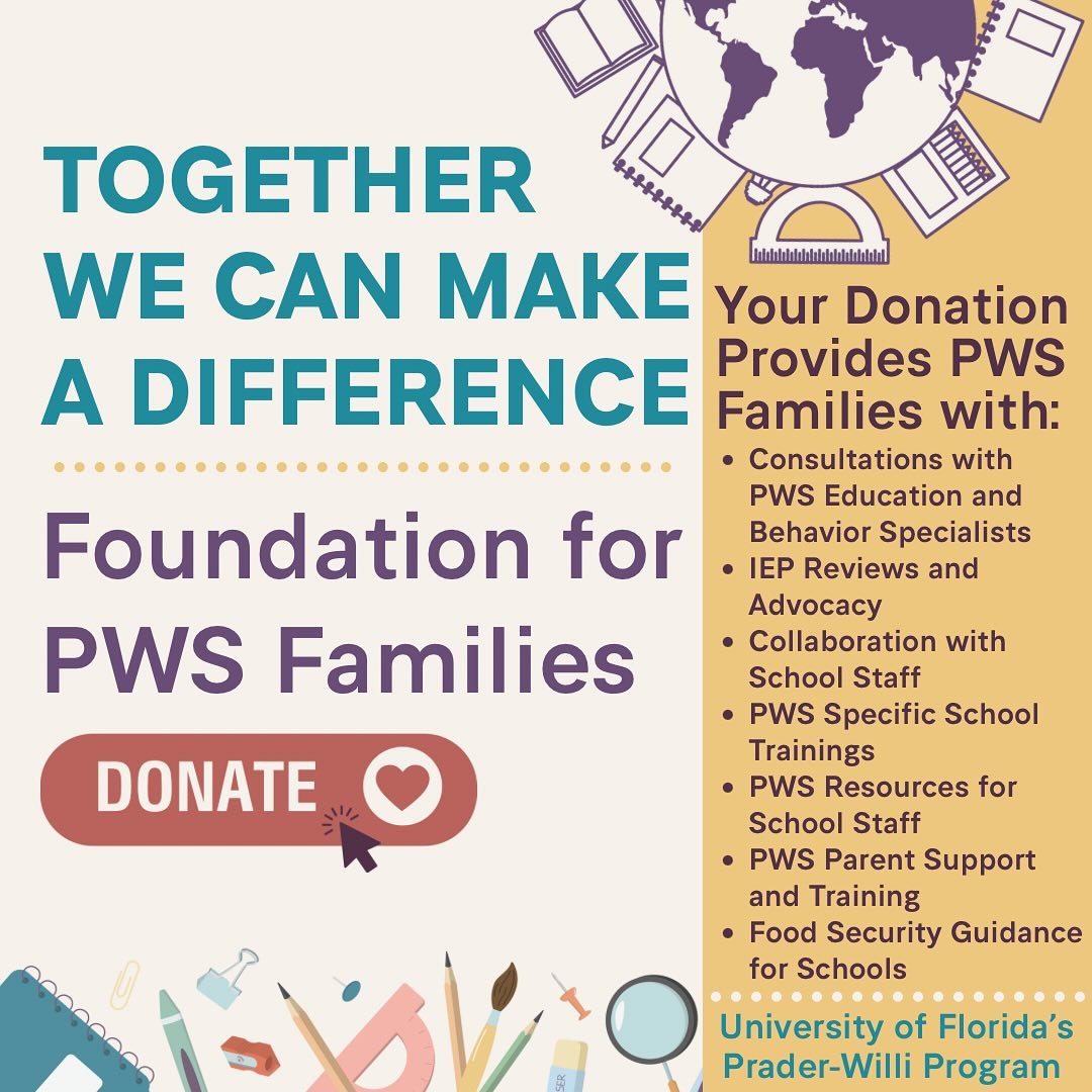 ✨Together We Can Make a Difference✨

Giving Tuesday is only one week away, and it&rsquo;s the perfect time to come together to support families impacted by Prader-Willi syndrome (PWS).🧡💪

Your donation to the Foundation for PWS Families, part of th