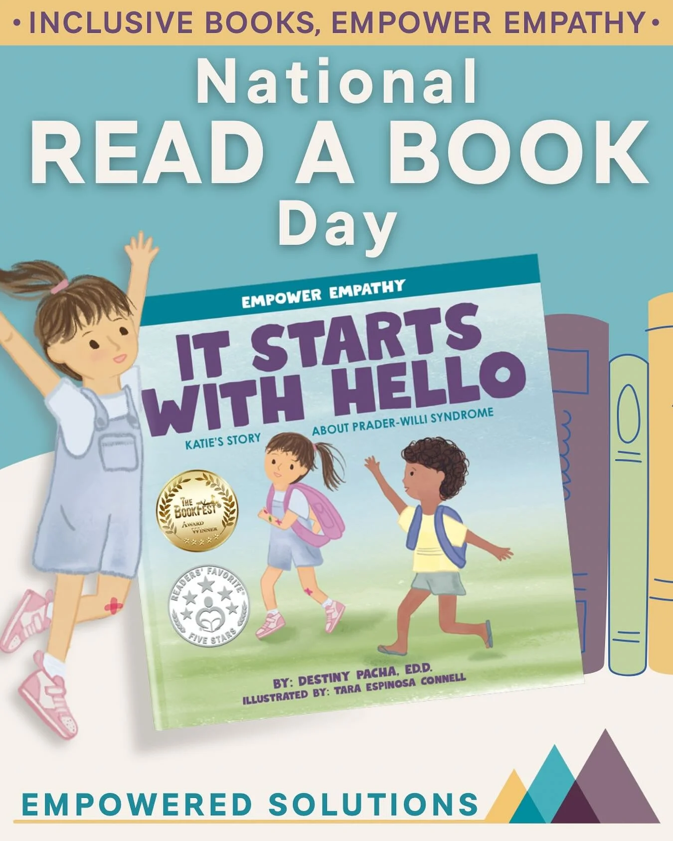 📚Happy Read A Book Day!📚

At EmpowerED Solutions, we believe books can empower empathy and inspire inclusion 💛🩵💜

One of our proudest contributions is It Starts With Hello: Katie&rsquo;s Story About Prader-Willi Syndrom, an International Impact 