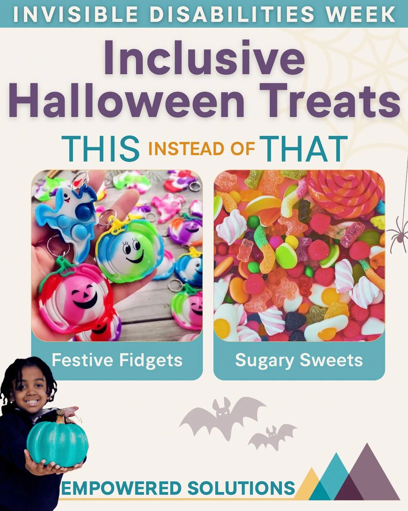 🎃 Invisible Disabilities: Halloween Edition 🎃
Not all disabilities are visible — and not every child can safely enjoy traditional Halloween treats & candy.🚫🍭
This year, let’s make it an inclusive, safe, and spooky celebration th