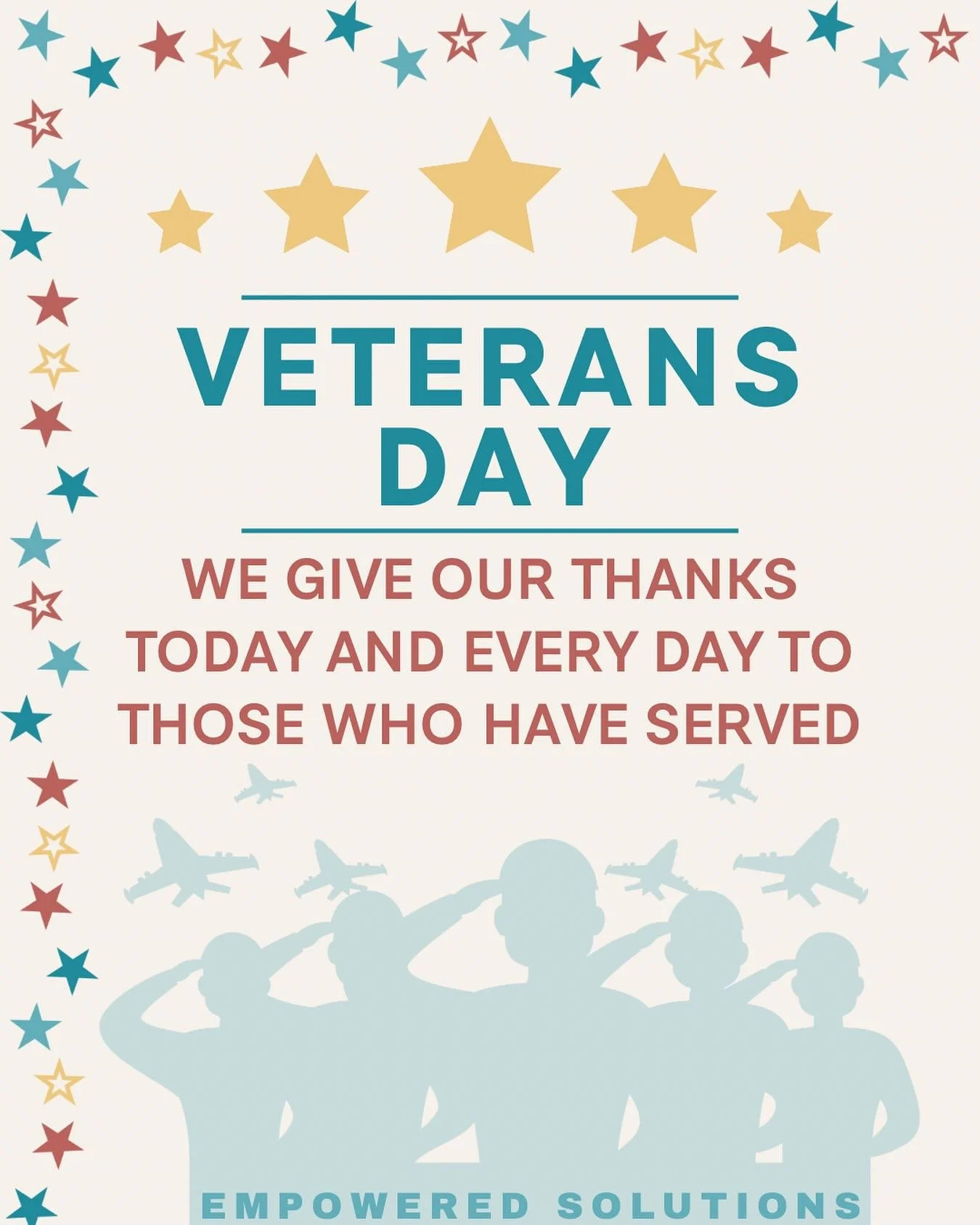 🇺🇸 Honoring Veterans

Today and every day, we give our deepest gratitude to the brave men and women who have served our country.
Your courage, sacrifice, and dedication protect the freedoms we cherish. ❤️⭐️🩵