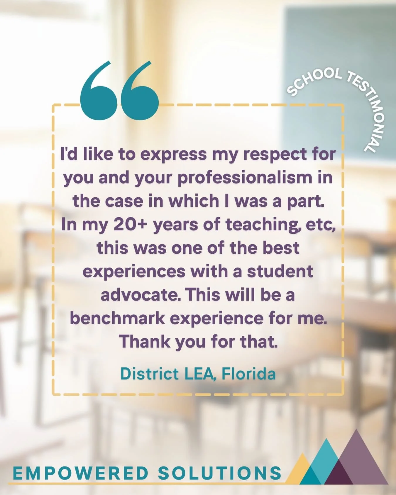 ⚡️Flashback Friday⚡️

This message from a Florida district&rsquo;s LEA is a reminder I come back to often.

Advocacy does not always have to be adversarial‼️
It can be grounded in respect, collaboration, and a shared goal of doing what is right for t