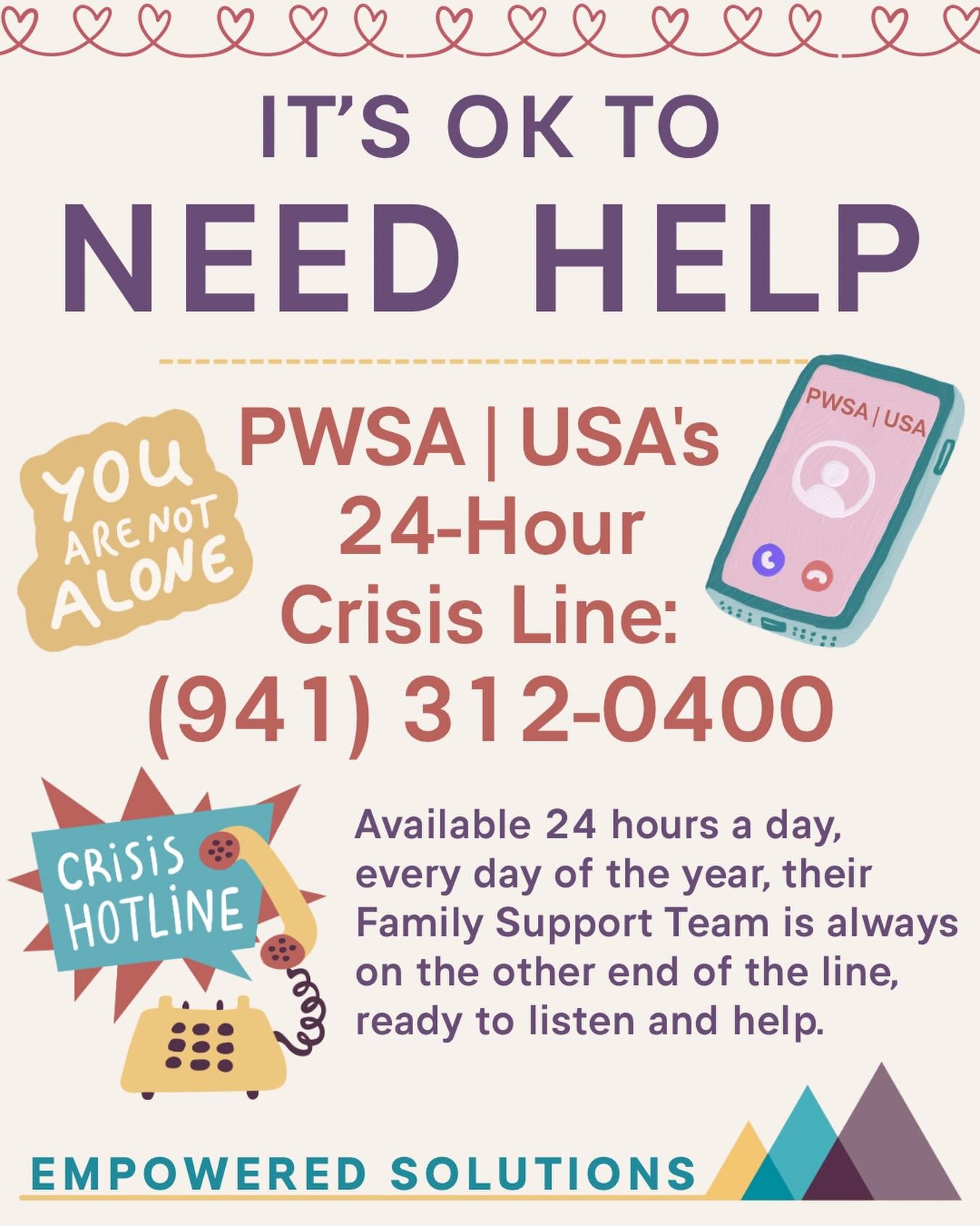 🆘 It&rsquo;s OK to Need Help

24 hours a day, help is only a phone call away📲

Yesterday, a mother reached out to me during a health emergency involving her daughter with Prader-Willi syndrome (PWS). Thankfully, I was able to reach out to PWSA | US