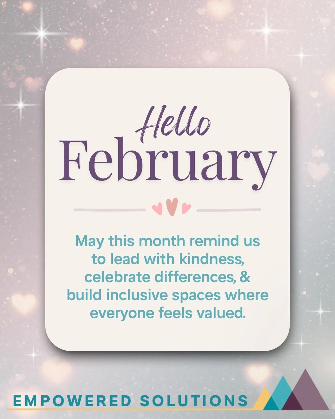 🤍 Hello February 🤍

A new month and a reminder of what matters most.

Leading with kindness. 

Celebrating differences.

Building inclusive spaces where every child and family feels seen, supported, and valued.

At EmpowerED Solutions, this is more