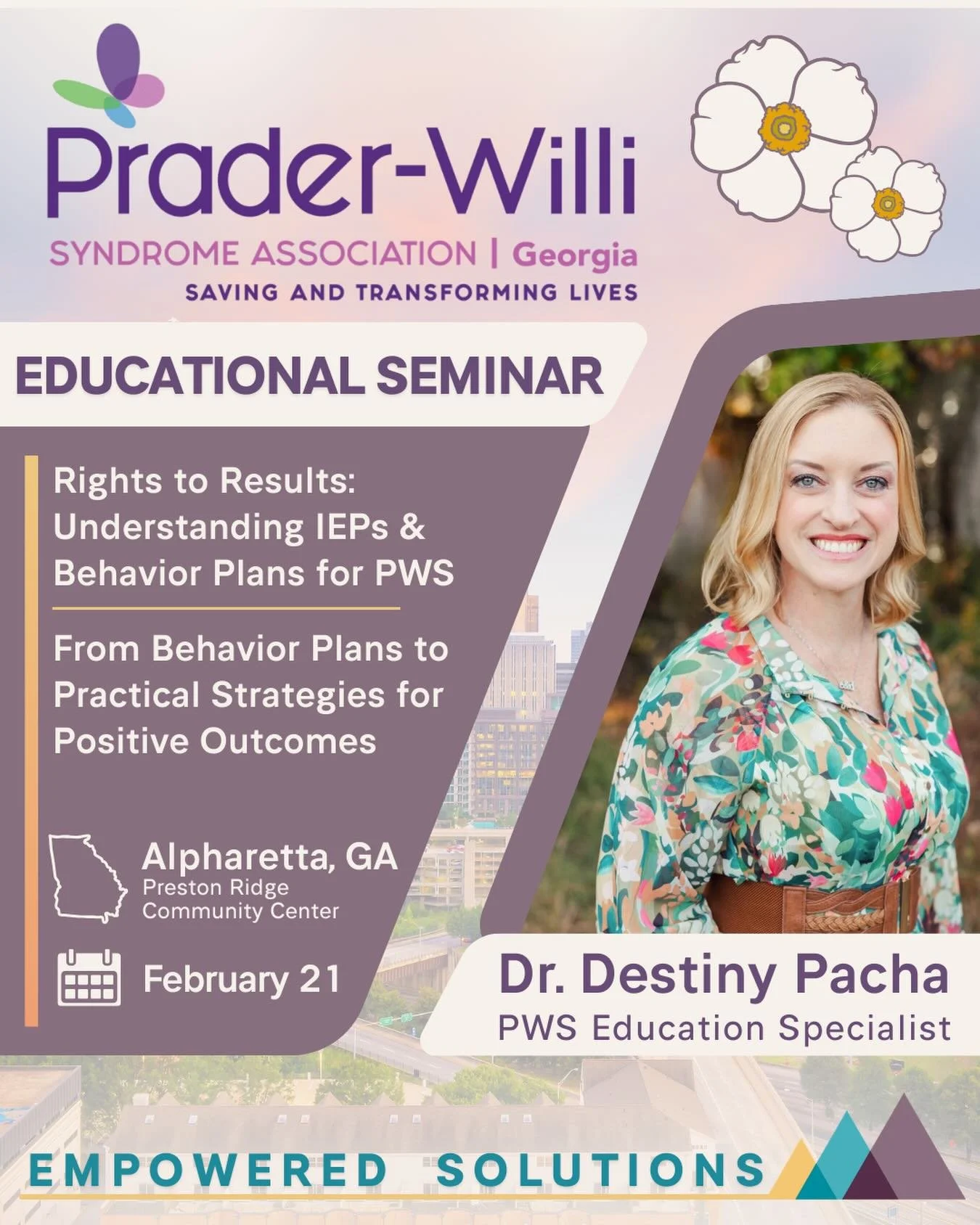 ✈️ Georgia, here we come❕

I am heading to Alpharetta to speak at the Georgia |Prader-Willi Syndrome Association&rsquo;s state chapter event on the educational and behavioral implications of PWS. I am truly honored to be part of this important semina