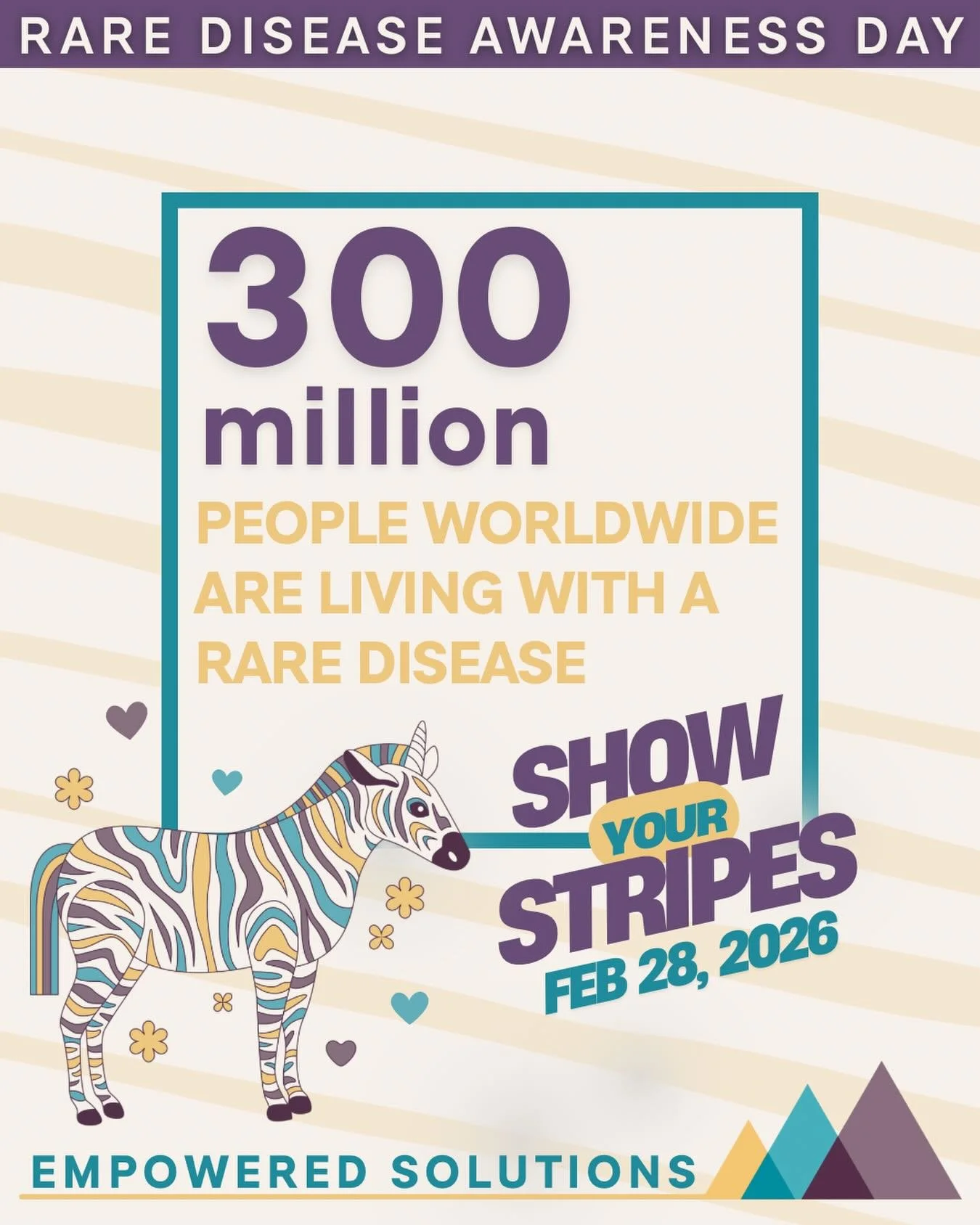 🦓 Rare Disease Day 🦓

In just 5 days, we join millions around the world to recognize, honor, and advocate for the rare community.

🌍 300 million people worldwide are living with a rare disease. That is nearly 1 in 20 individuals‼️

Rare Disease Da