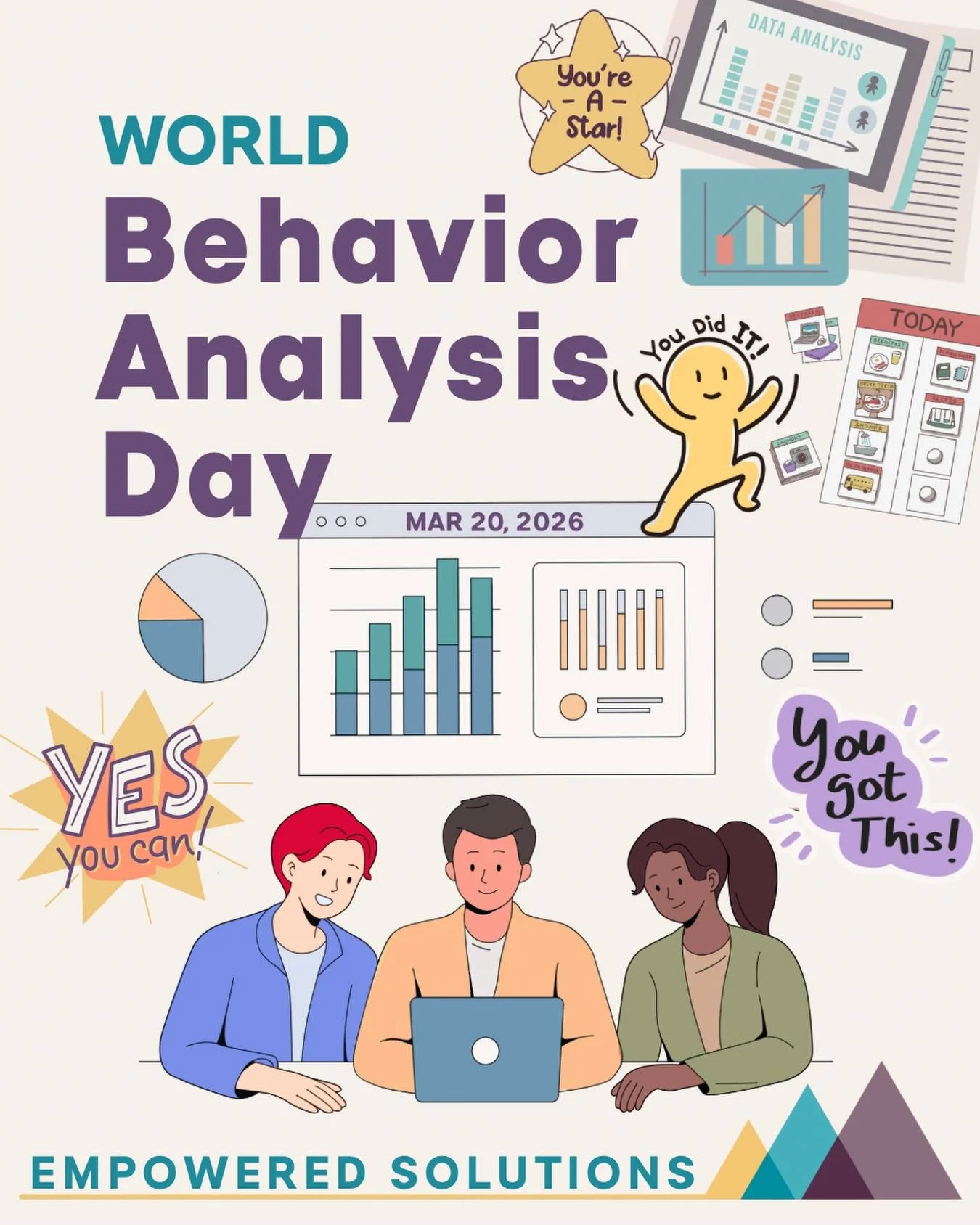 📊World Behavior Analysis Day

Applied Behavior Analysis (ABA) is way more than a checklist and numbers&hellip; it is about understanding the why behind behavior and creating environments where individuals are set up with appropriate supports to be s