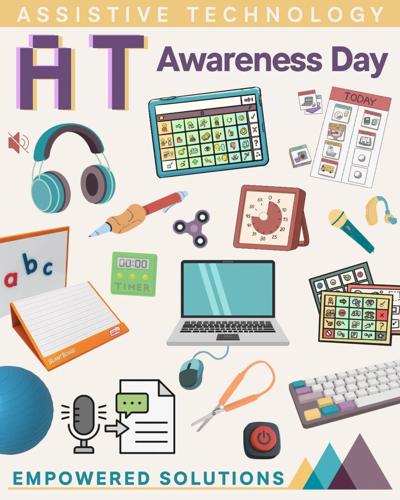 🕹AT Awareness Day

Look carefully at the image&hellip;THIS is Assistive Technology
🚫Not just AAC. 🚫Not just &ldquo;high-tech&rdquo; devices.

📌 Under the Individuals with Disabilities Education Act (IDEA) every IEP team MUST consider whether a ch
