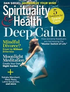 Cover of Spirituality & Health featuring a woman in a gauzy dress underwater.