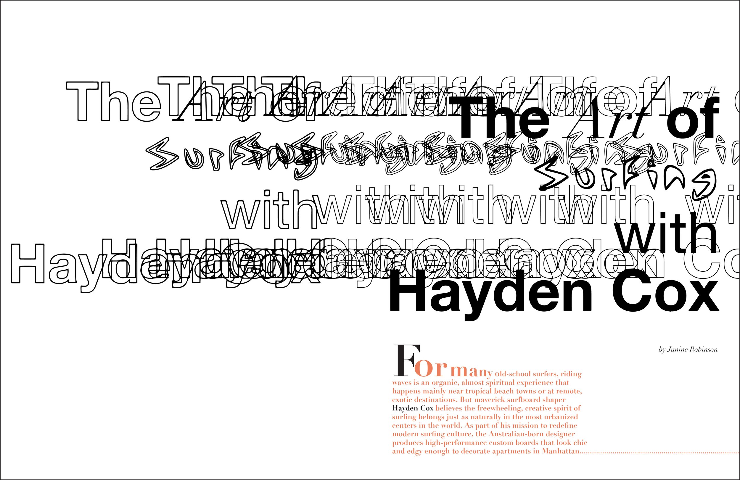 "The Art of Surfing with Hayden Cox", redesigned for "...but this, I can do."