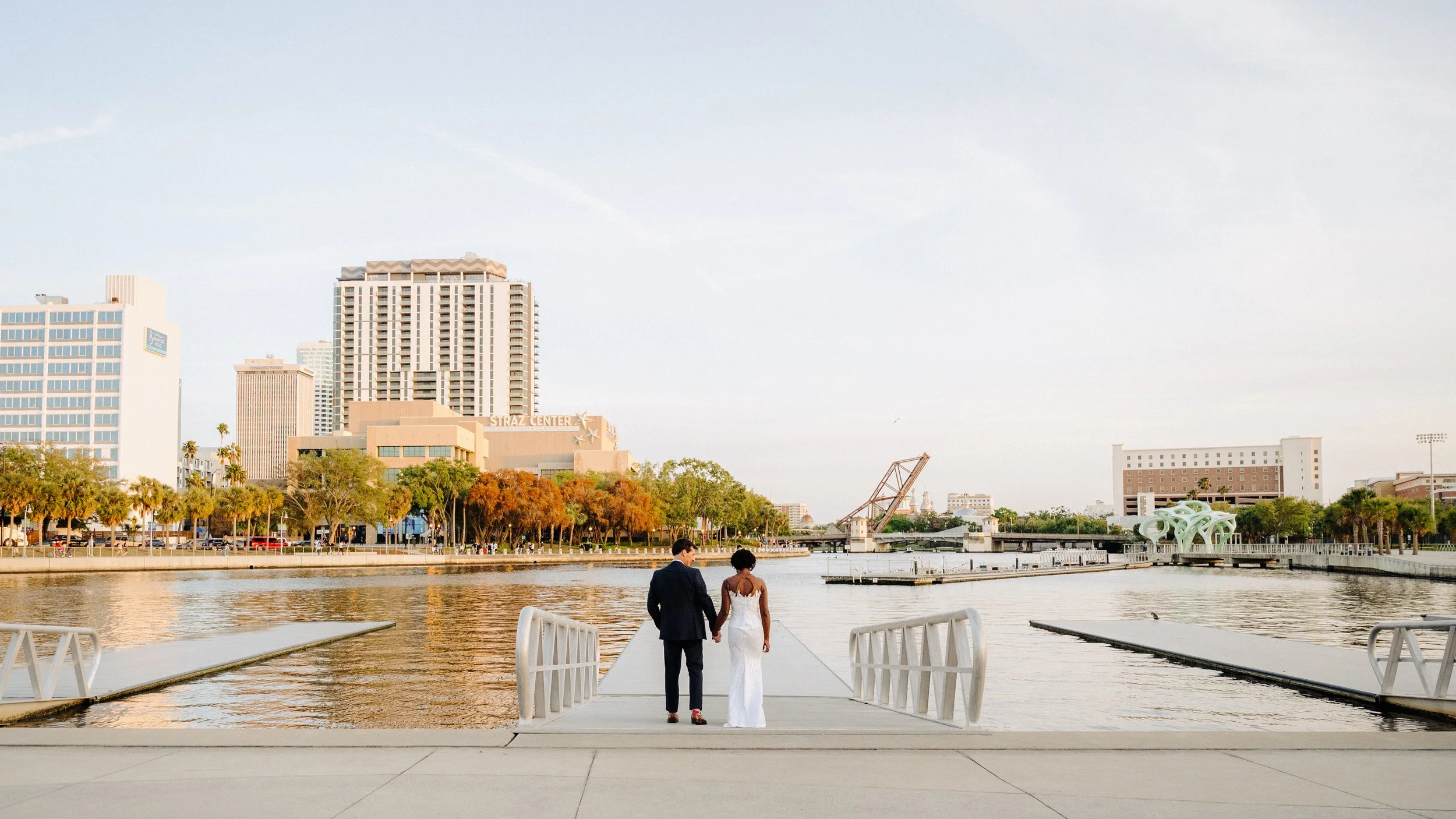 Luxury bridal portrait of brown bride at Tampa waterfront wedding by Atelier by The Spade Effect