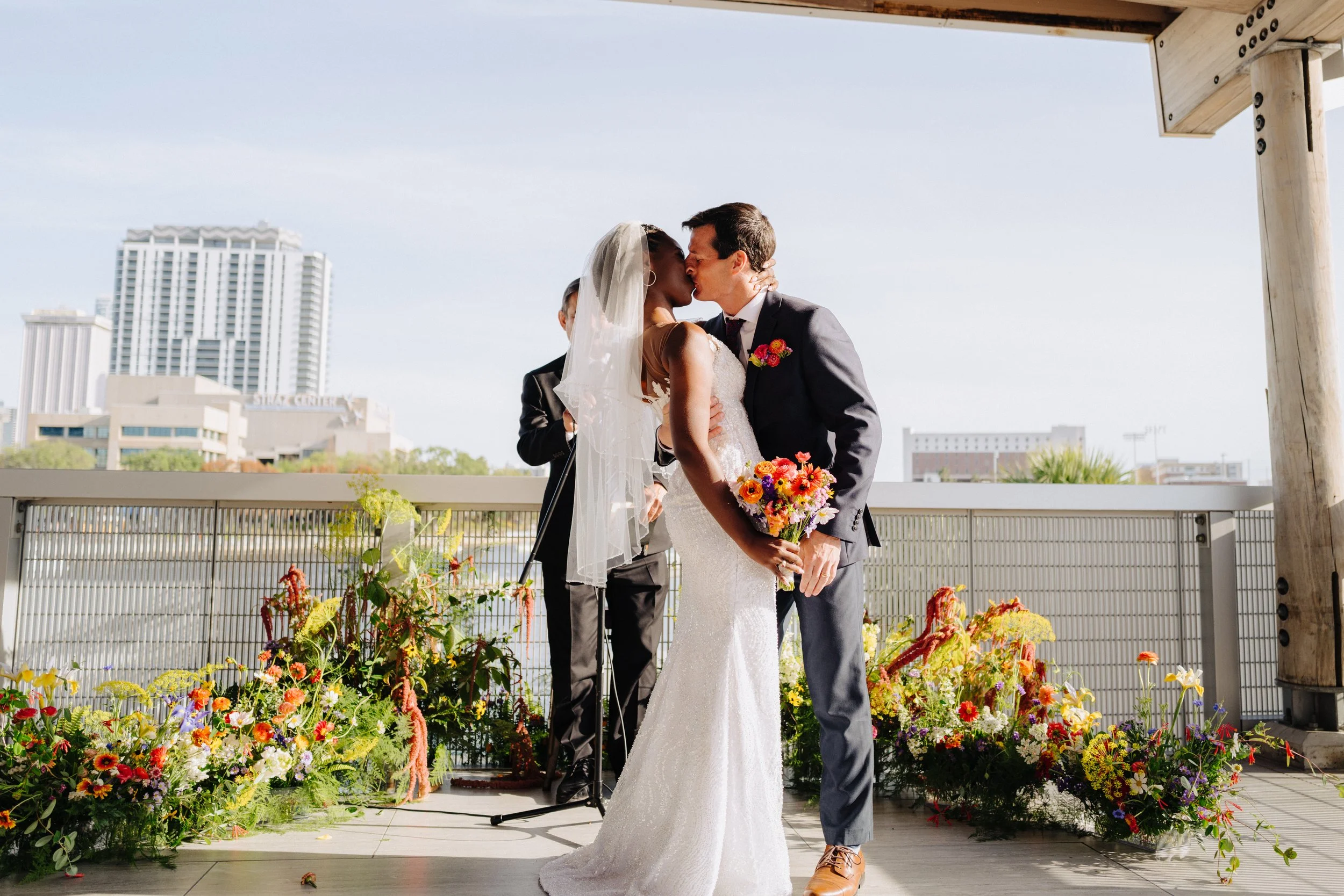 Luxury bridal portrait of brown bride at Tampa waterfront wedding by Atelier by The Spade Effect