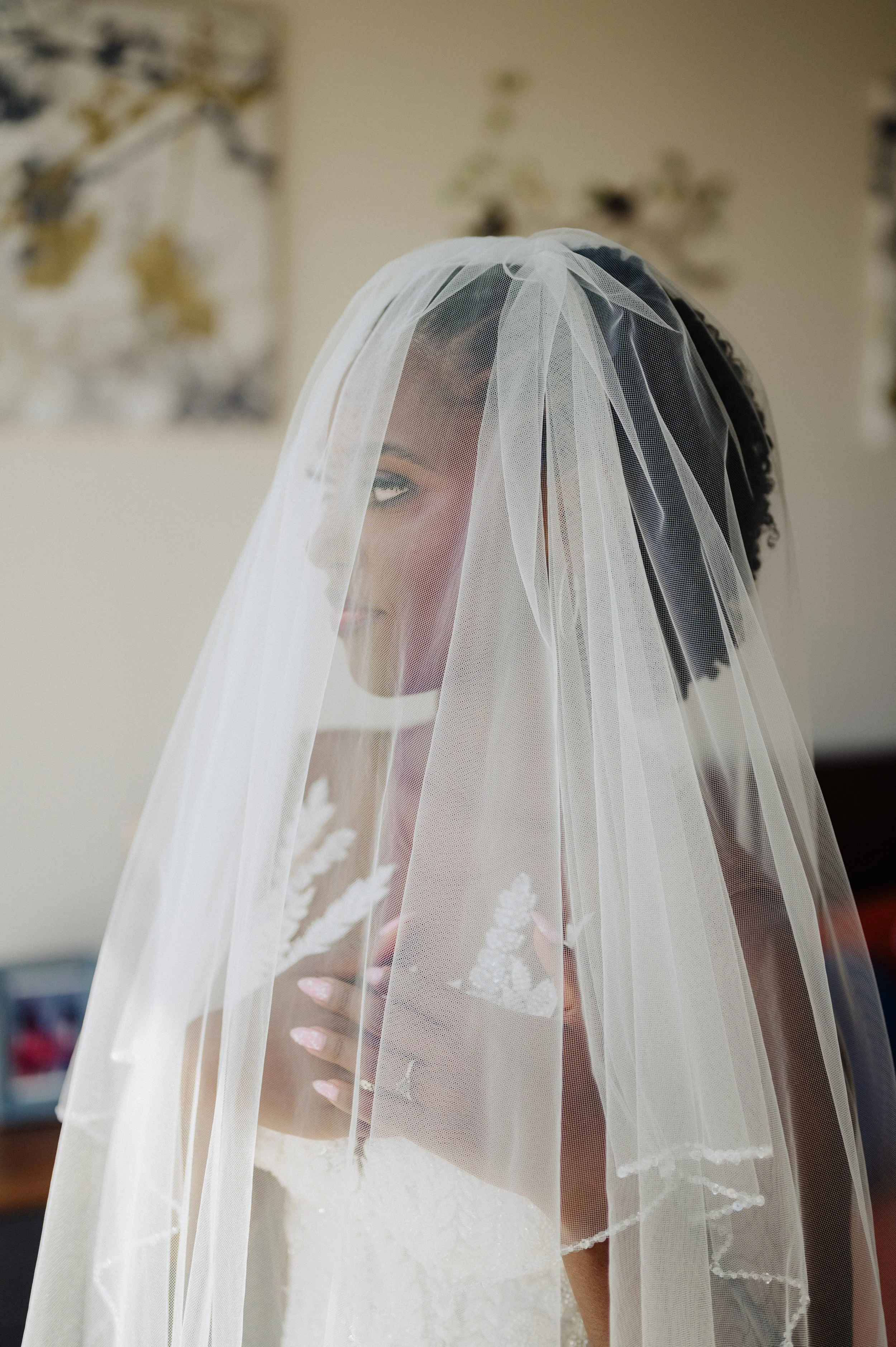 Luxury bridal portrait of brown bride at Tampa waterfront wedding by Atelier by The Spade Effect