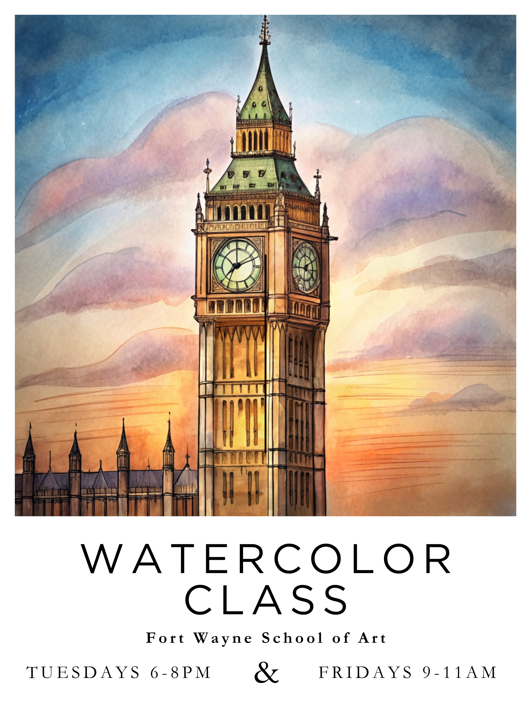 8/7-8/28 Fridays Watercolor Class