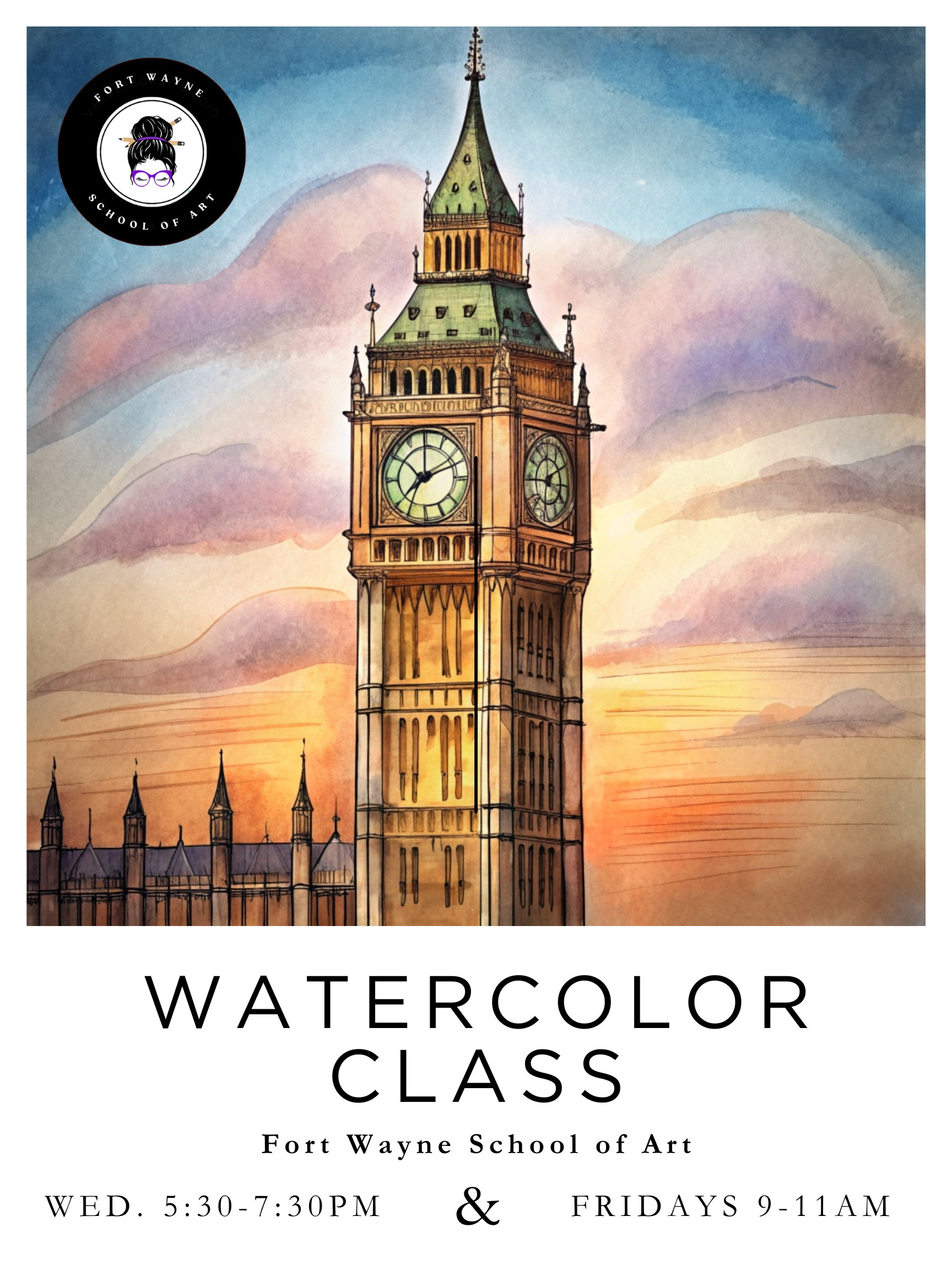9/9- 9/30  Tuesdays Watercolor Class