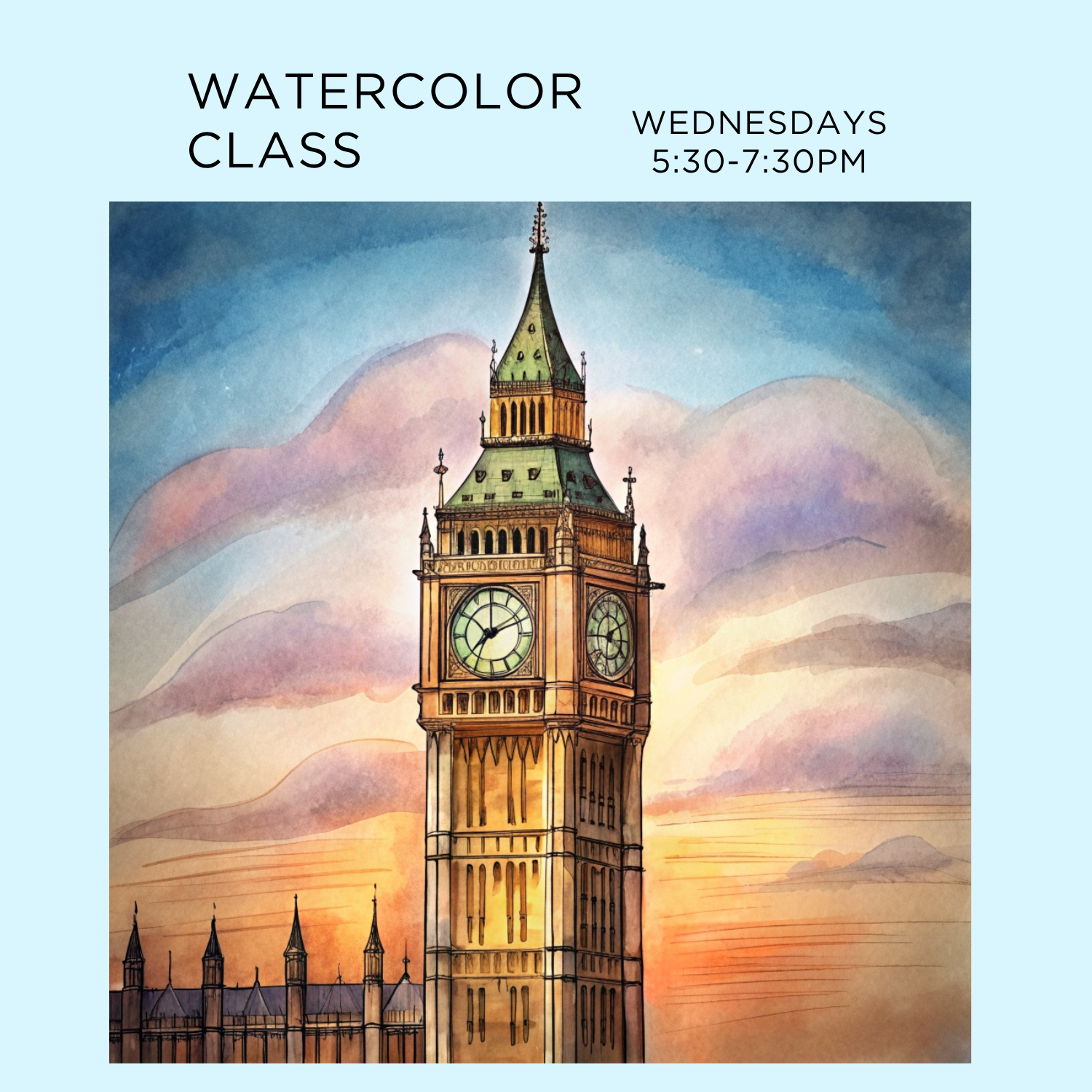9/9- 9/30  Wednesdays Watercolor Class