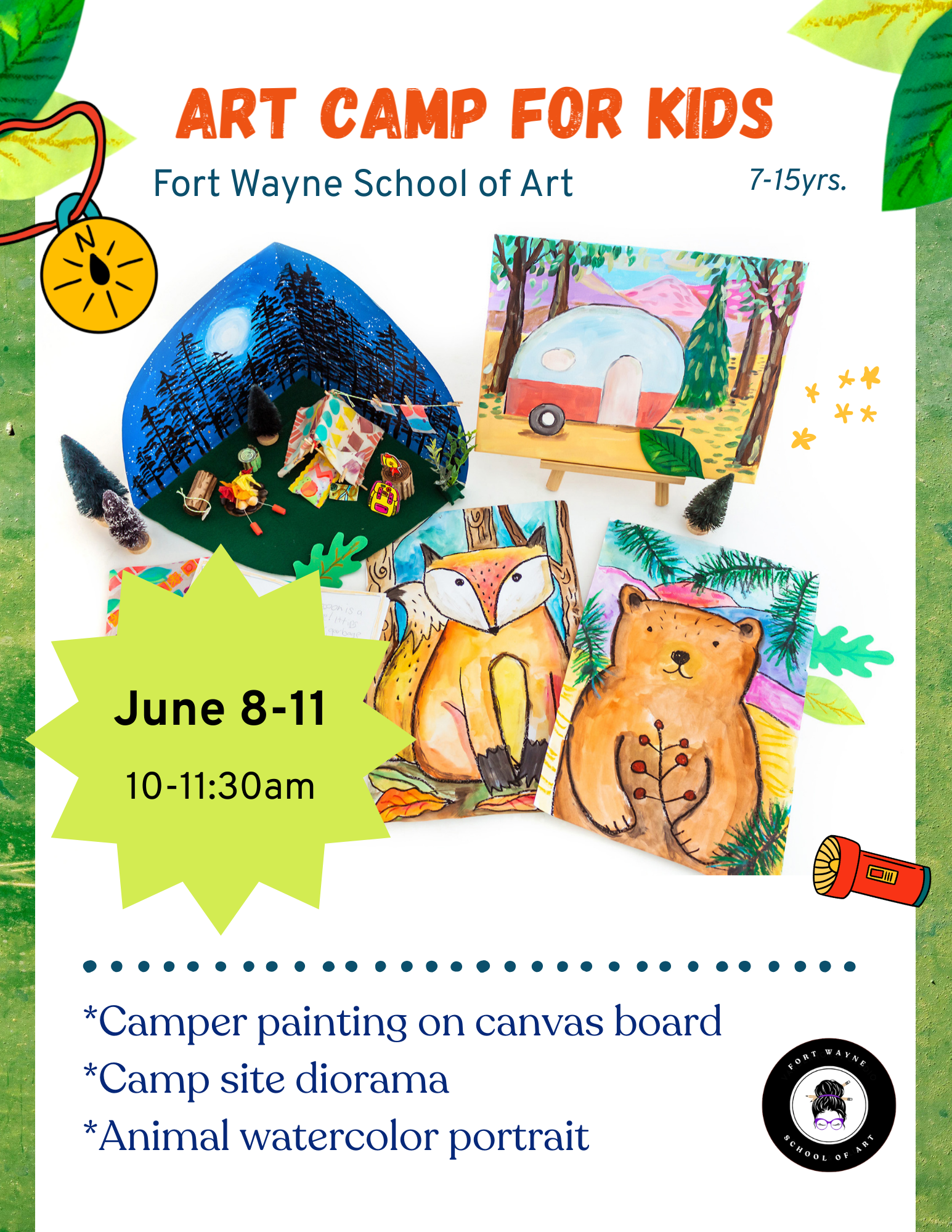 6/8- 6/11 Art Camping Theme for Kids
