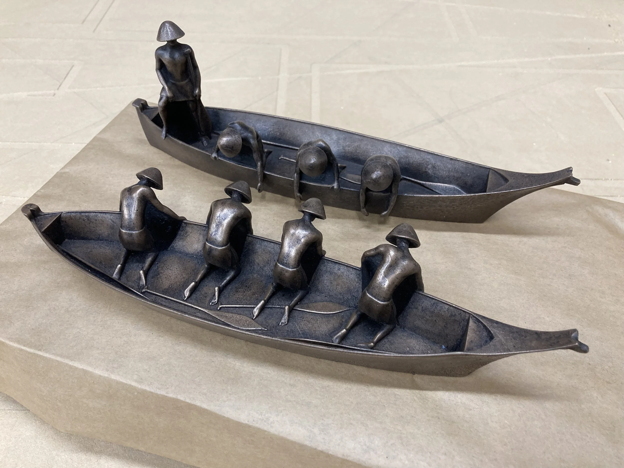 reef net fisherman tactile - 3d modeled, resin printed, and finished in bronze