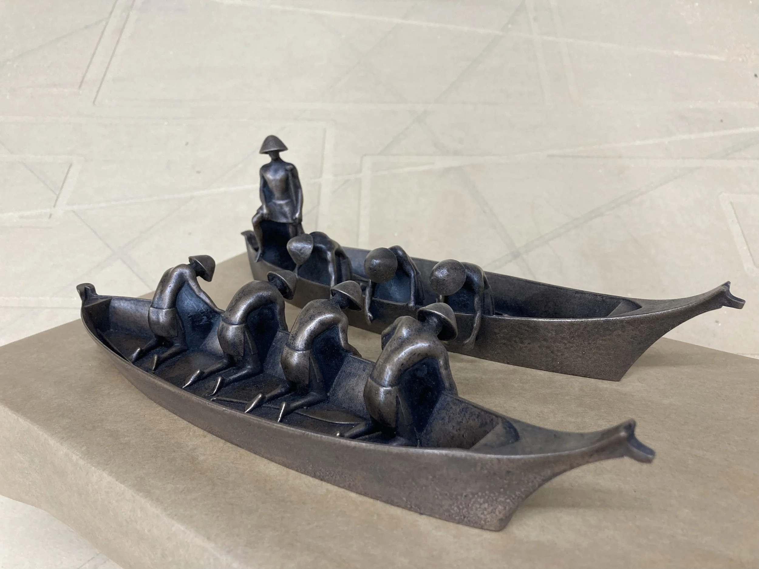 reef net fisherman tactile - 3d modeled, resin printed, and finished in bronze