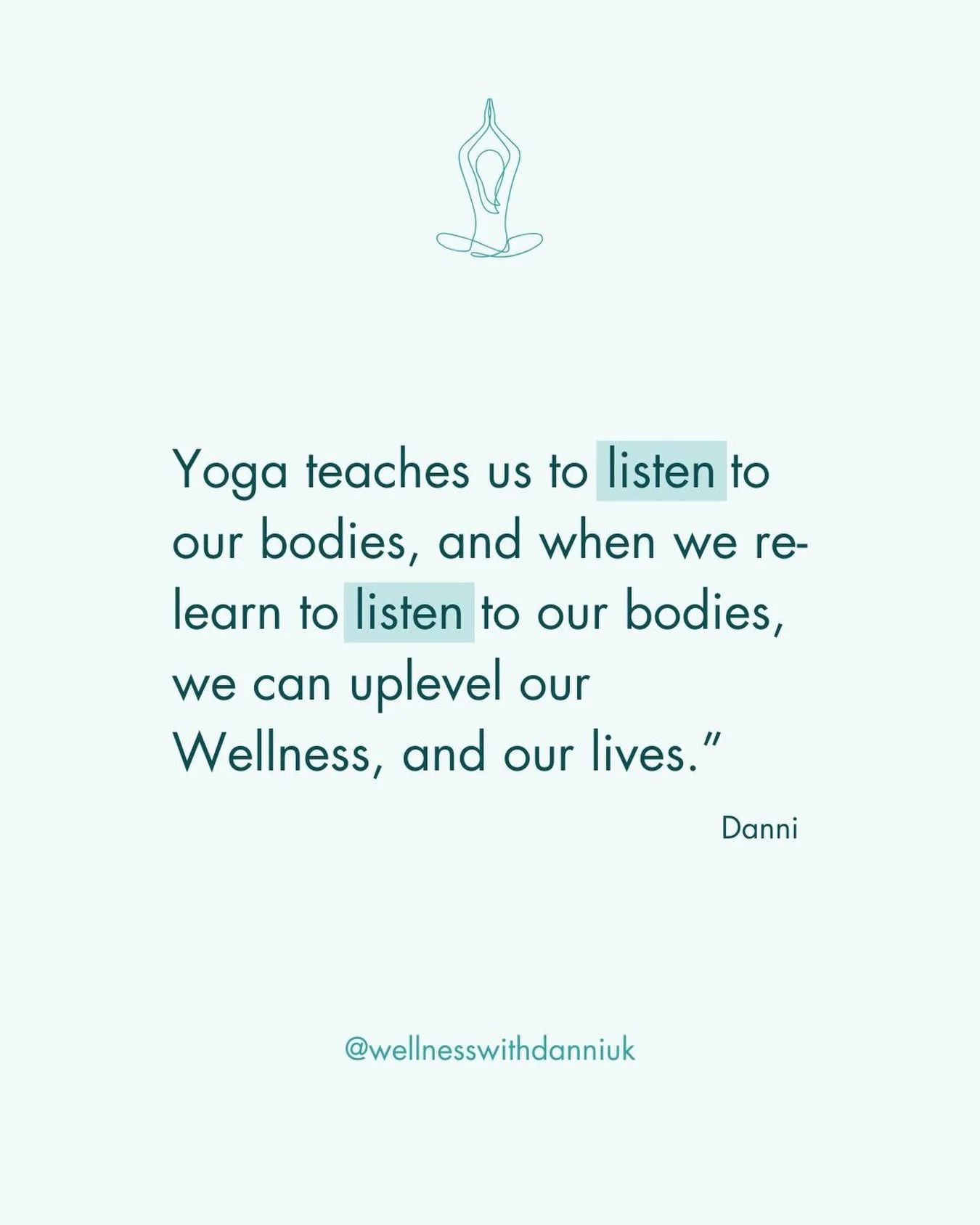 Yoga teaches us to listen to our bodies. Our culture/society/education teaches us to focus on thinking, using our minds. And we lose the connection to our bodies. 

We can re-learn to connect to our bodies. 

In every yoga pose we get the opportunity