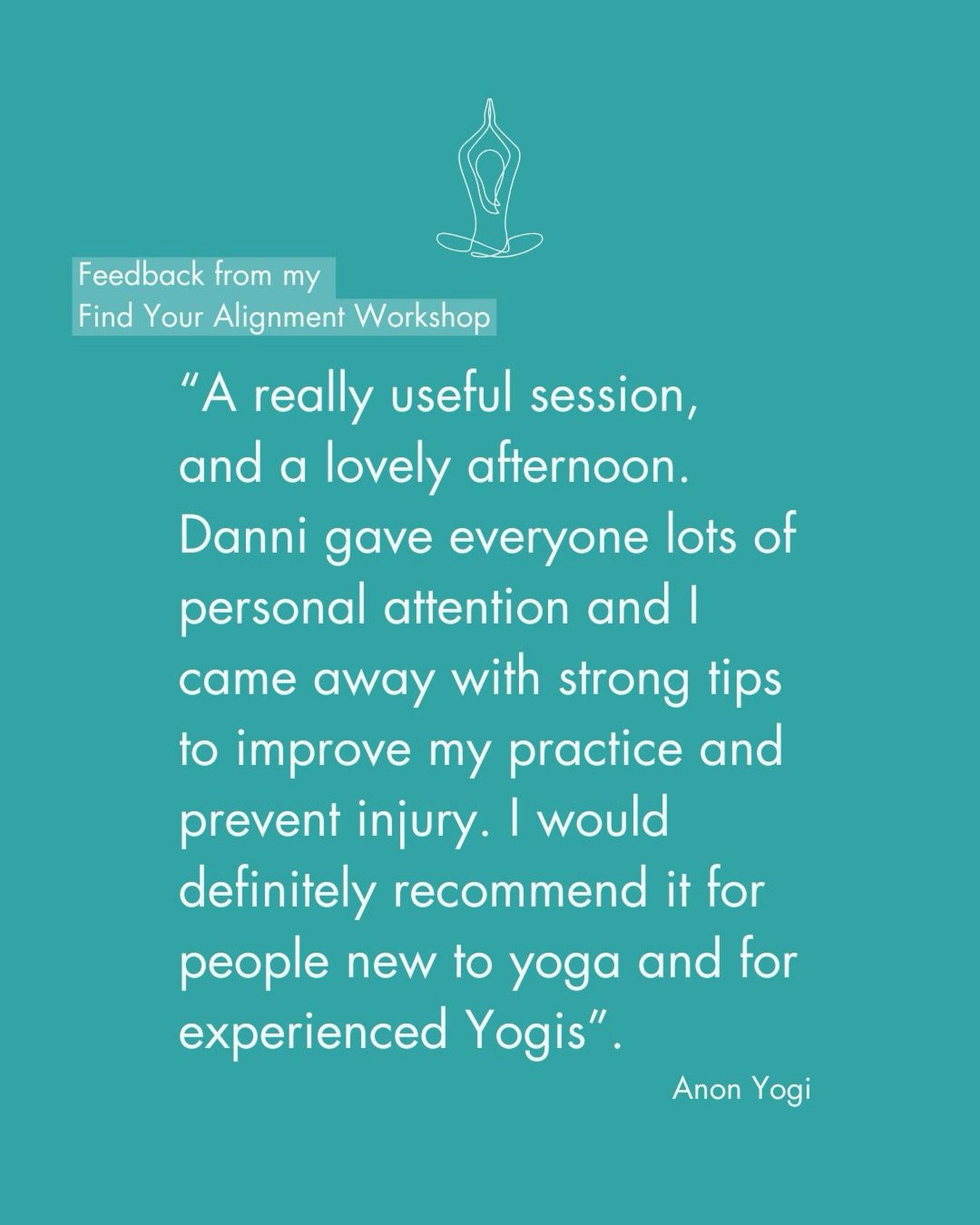 I&rsquo;m so very grateful to receive this feedback from my recent Find Your Alignment Level 2 Workshop ☺️

I had such a rewarding and lovely afternoon delivering the workshop, and absolutely loved empowering Yogi&rsquo;s to develop their practice. 

