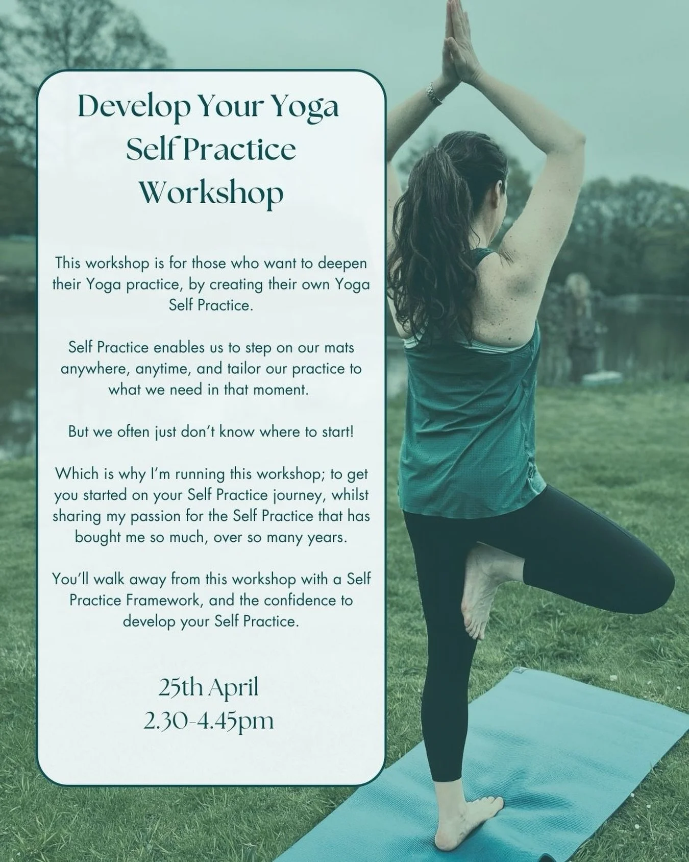 I&rsquo;m excited to announce that bookings are now open for my next Self Practice Workshop.

Running on Saturday 25th April 2:30 to 4:45pm and hosted at a lovely studio space in Dormansland, East Grinstead, Sussex.

I developed my own Self Practice 