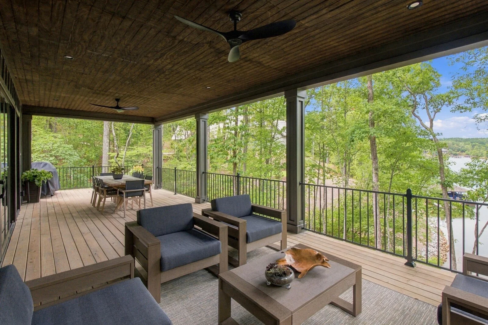 Covered back porch at The Cove in Old Edwards Reserve, Lake Keowee