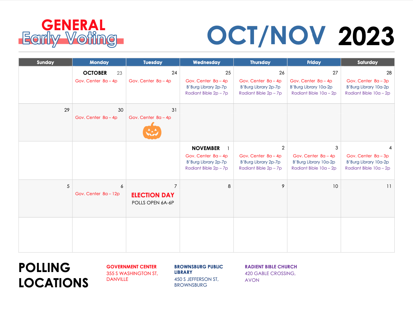 WHERE & WHEN TO VOTE — Vote Hendricks County