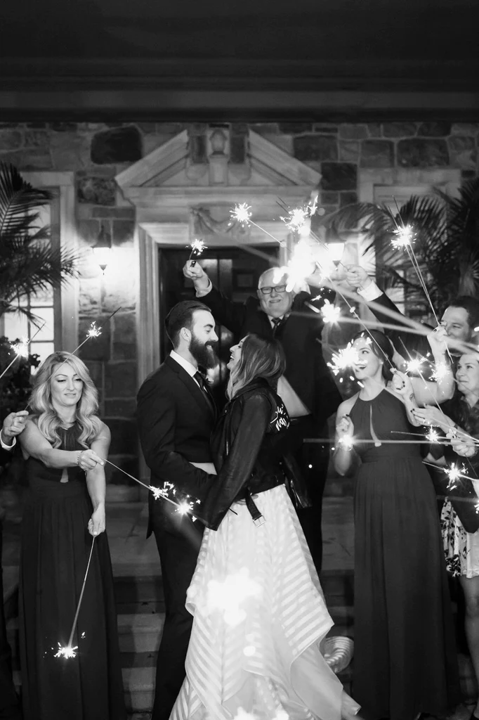 A newlywed Toronto couple celebrate their new marriage with friends and family.