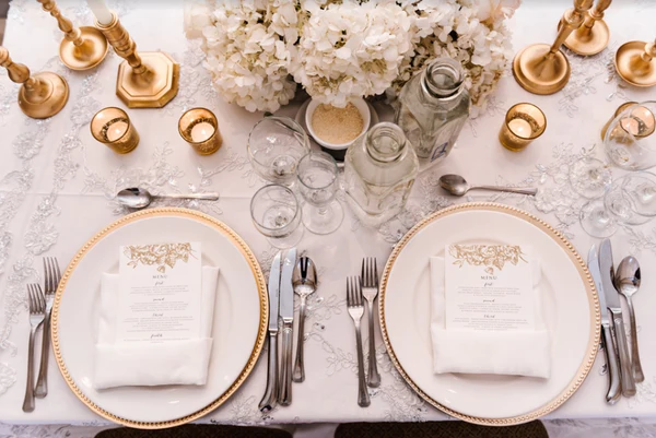 Stunning tableware at a glamorous Toronto wedding.