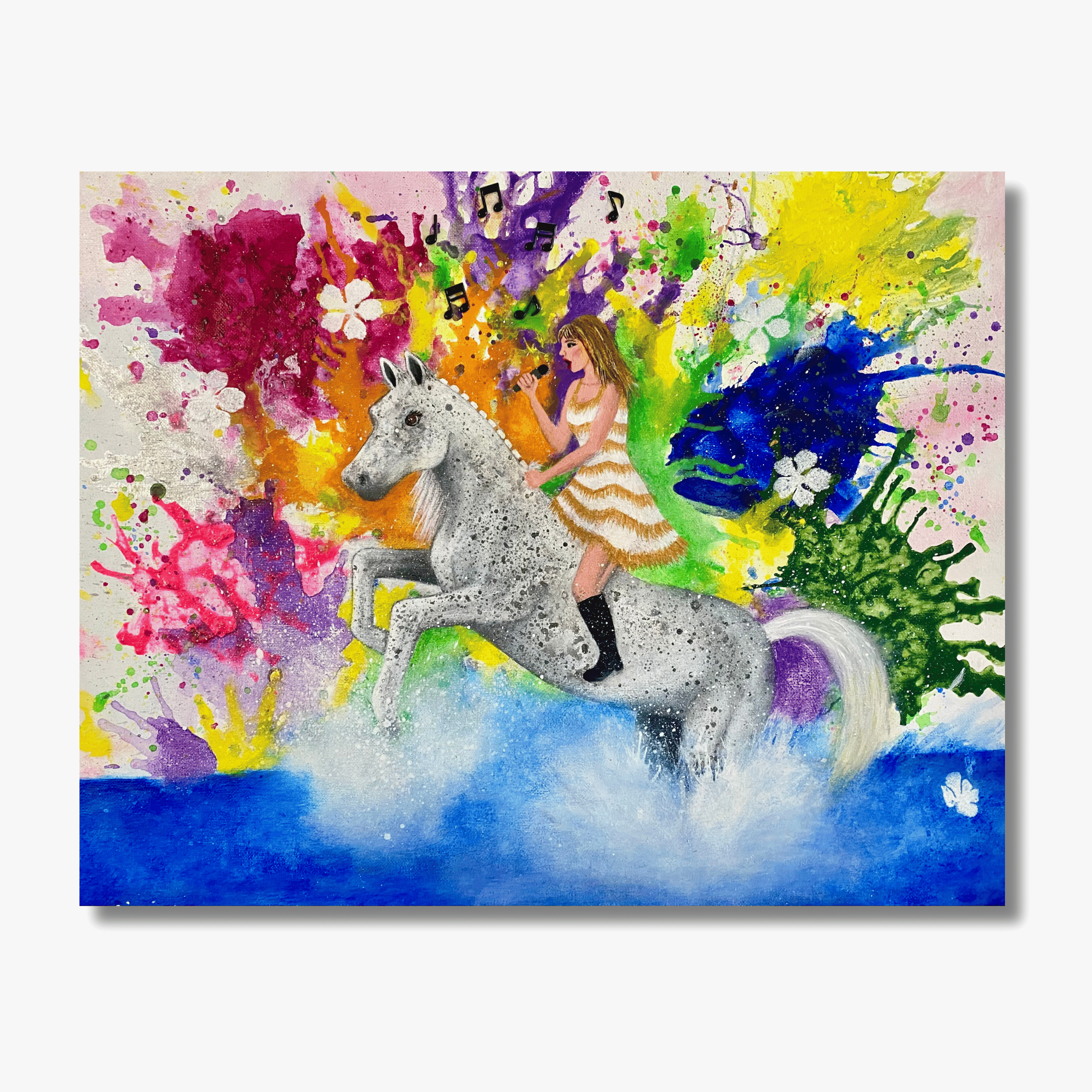 Close up of acrylic paint texture on Taylor Swift White Horse art print