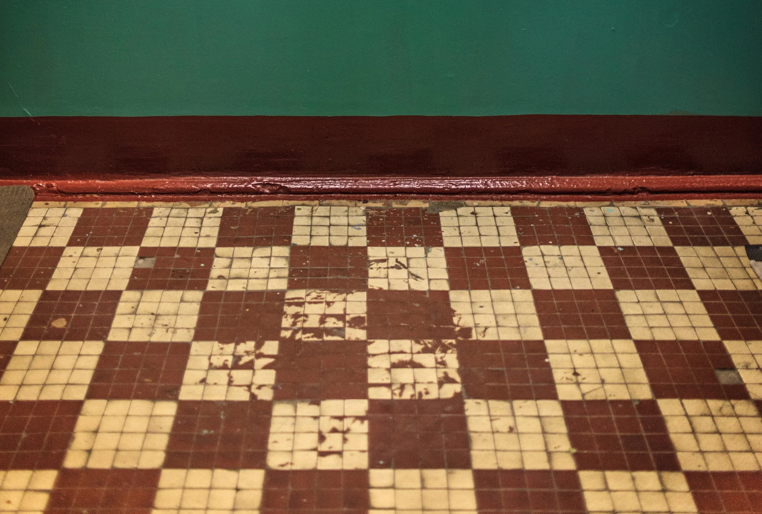 faux distressed tile floor