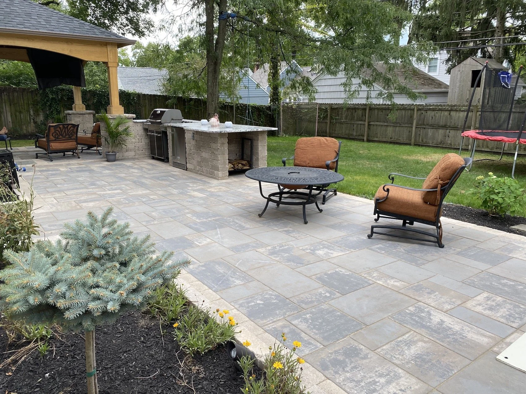 Dublin, OH Landscape Design, Fire Pit, Plantings, Pergola, Outdoor