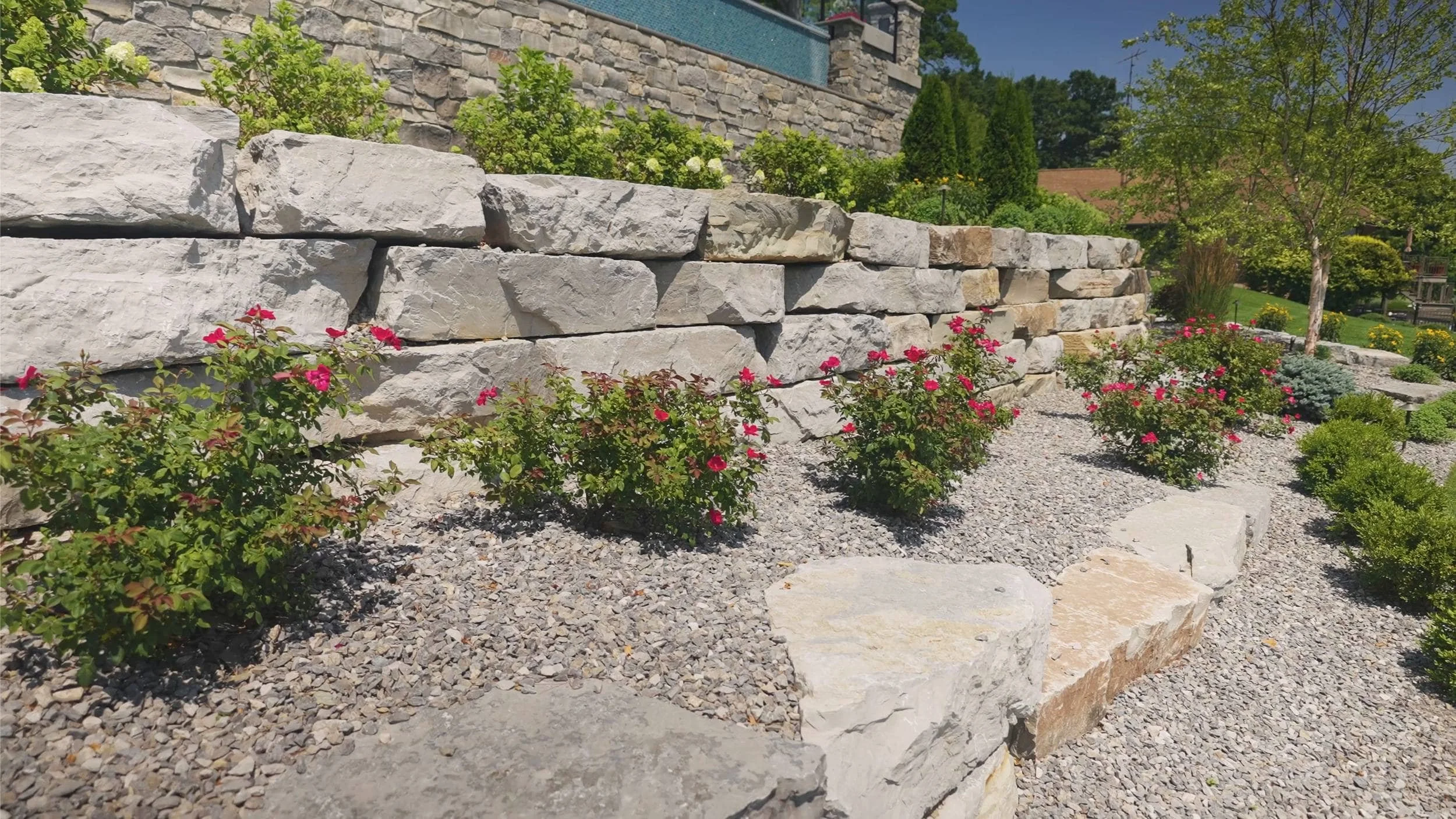 Retaining Wall Terracing a Steep Lakefront Slope in West Olive, MI