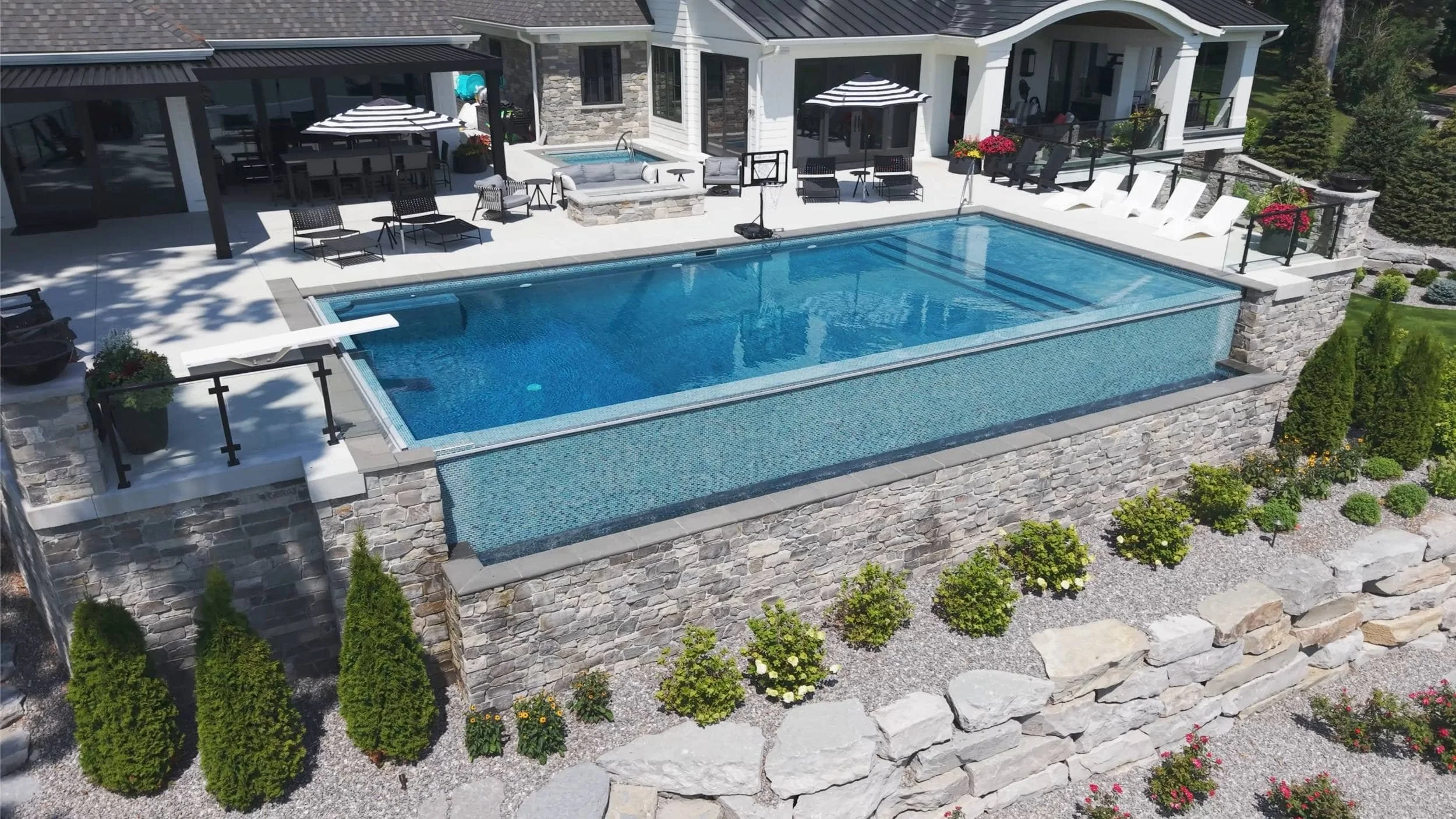 Outdoor Lighting Along Stone Staircase in Holland, MI