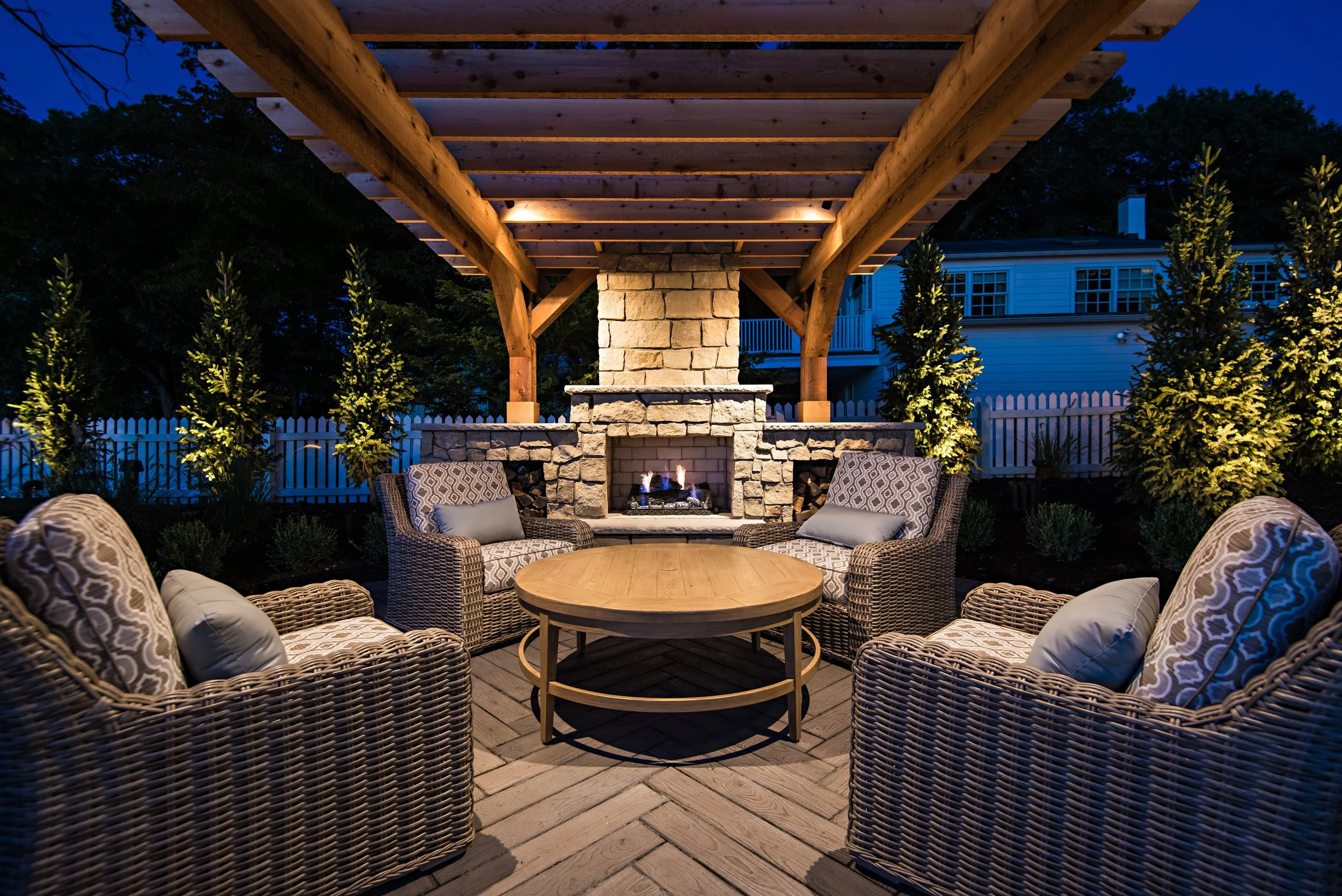 pergola and outdoor fireplace in Holland, MI