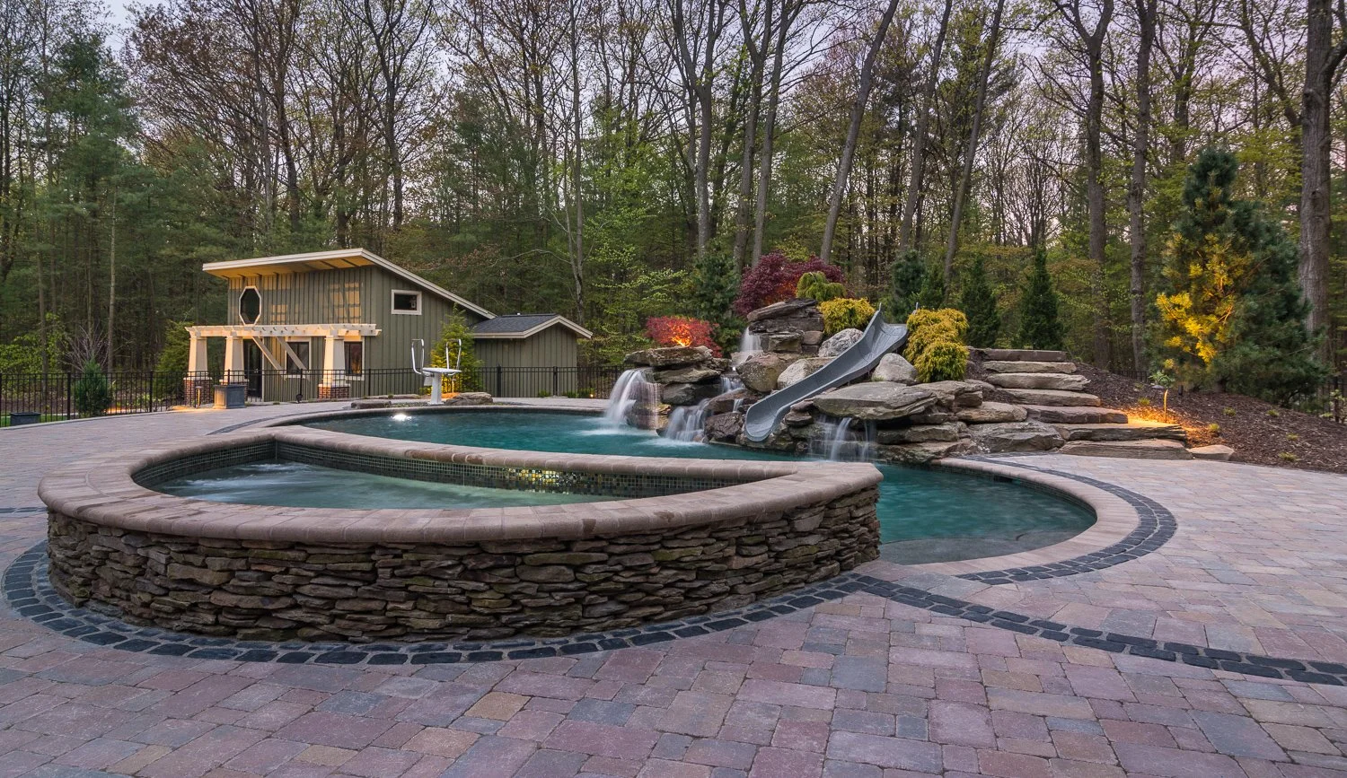 Paver patio with inground pool in Grand Haven, MI