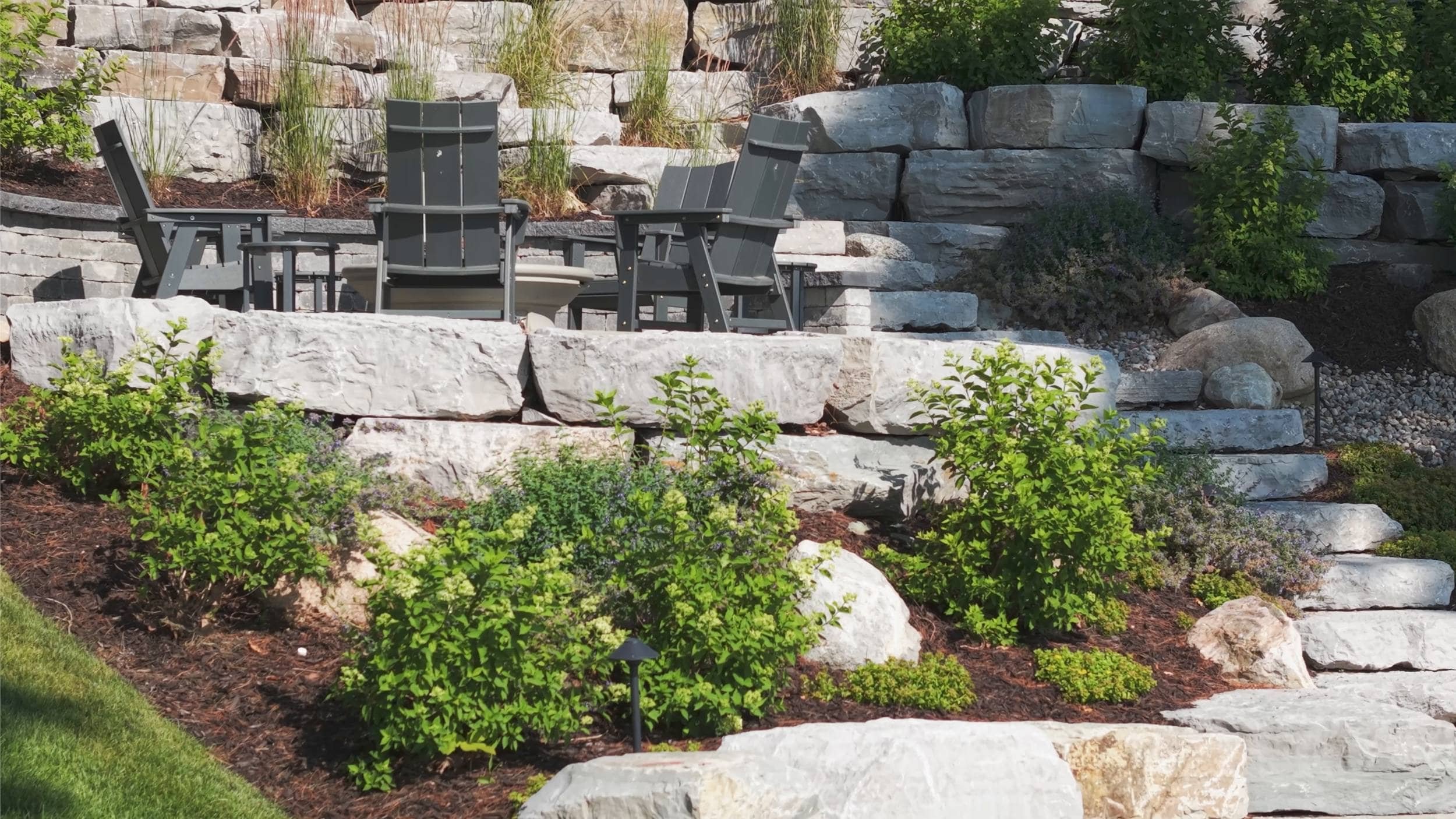 Layered Landscape Design With Retaining Walls in Hudsonville, MI