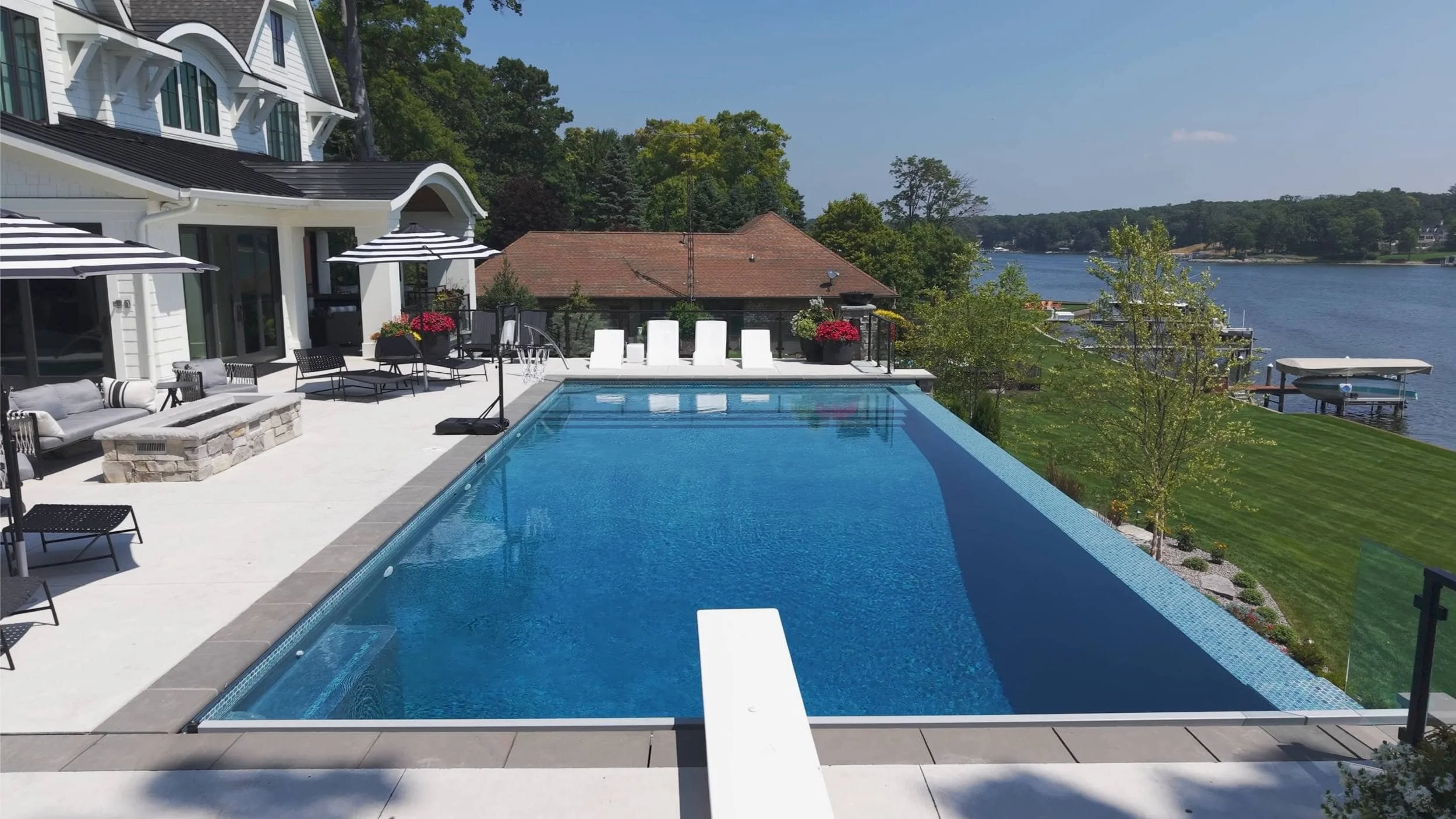 Tiered Retaining Wall Supporting Lakefront Landscape in Byron Township, MI