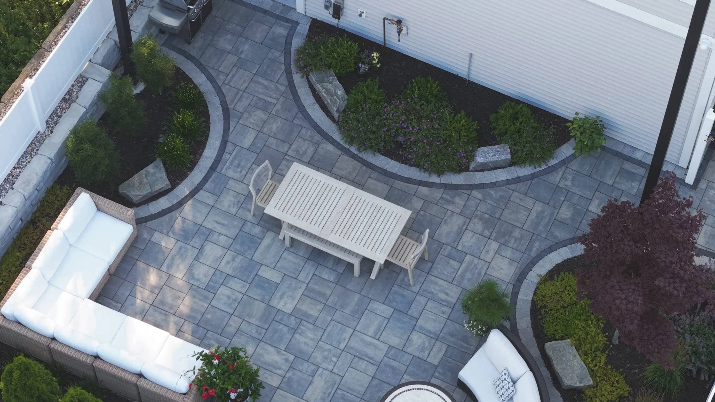 Landscape design, paver patio, fire pit in Georgetown Twp, MI