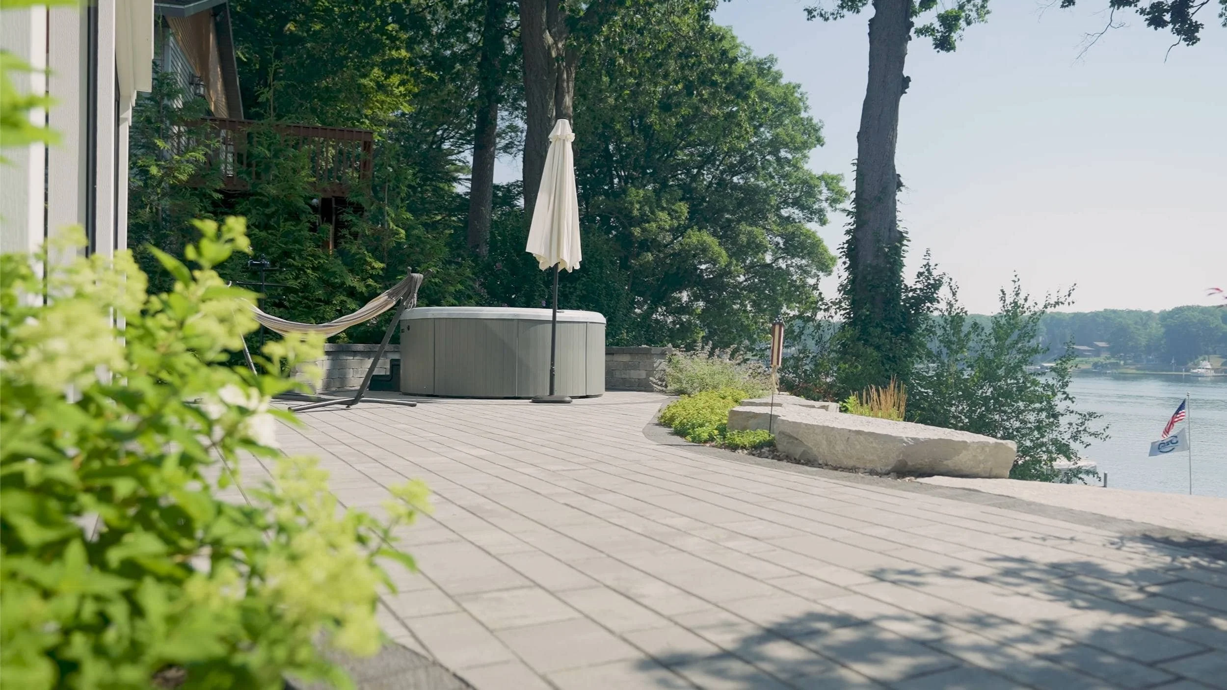 Warm Outdoor Lighting Along Stone Pathways in Jamestown, MI