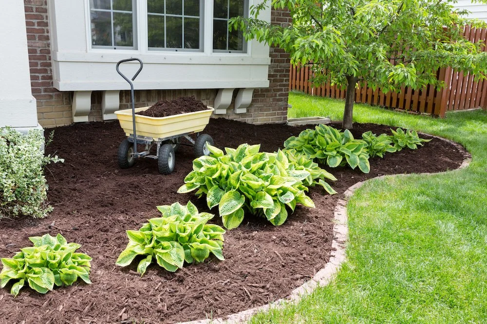 Clean garden edges created with mulch near me in Bushkill Township, PA