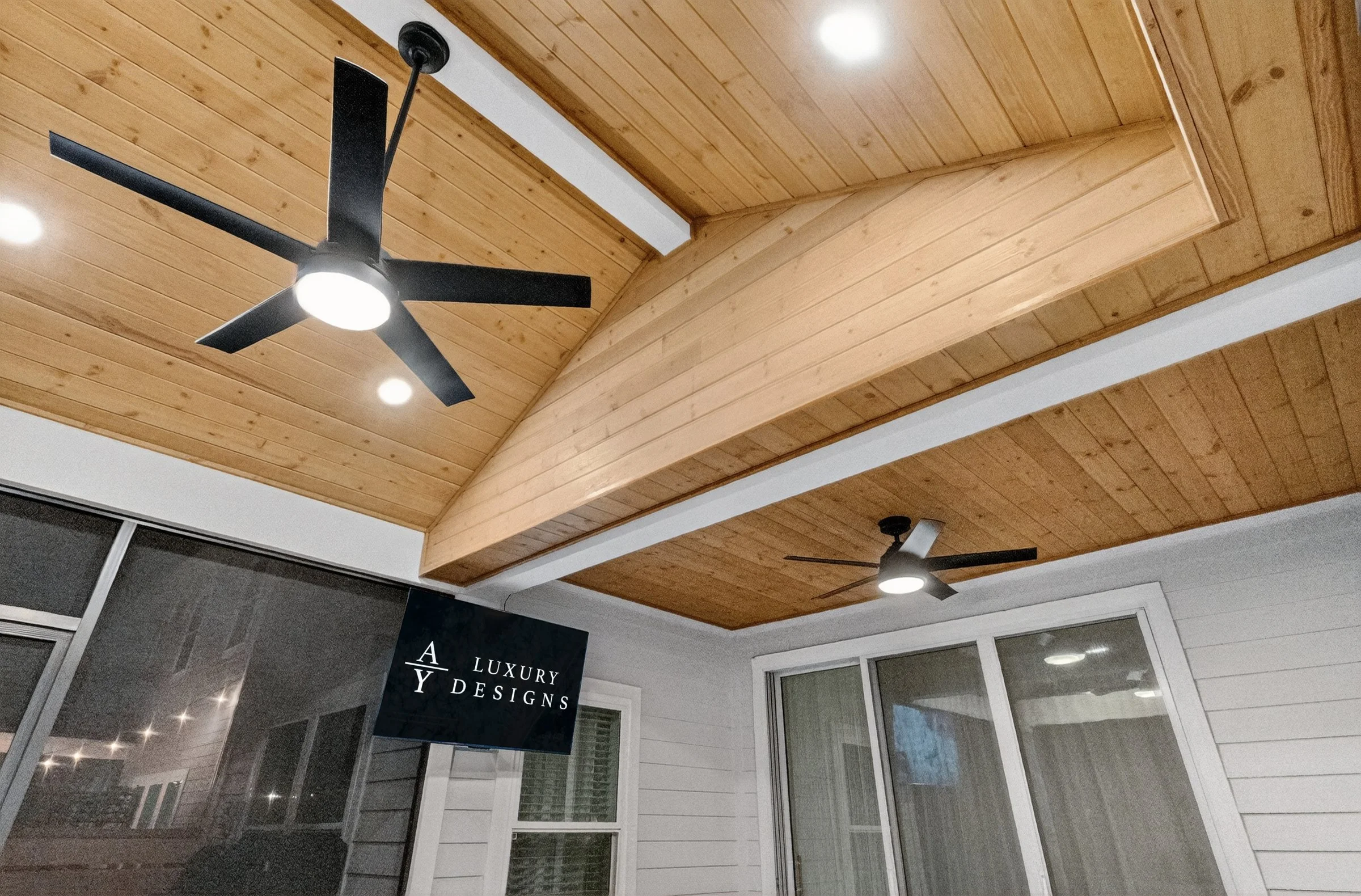Tied-in cedar A-frame lanai extension with tongue-and-groove ceiling, Shearwater, St. Augustine FL