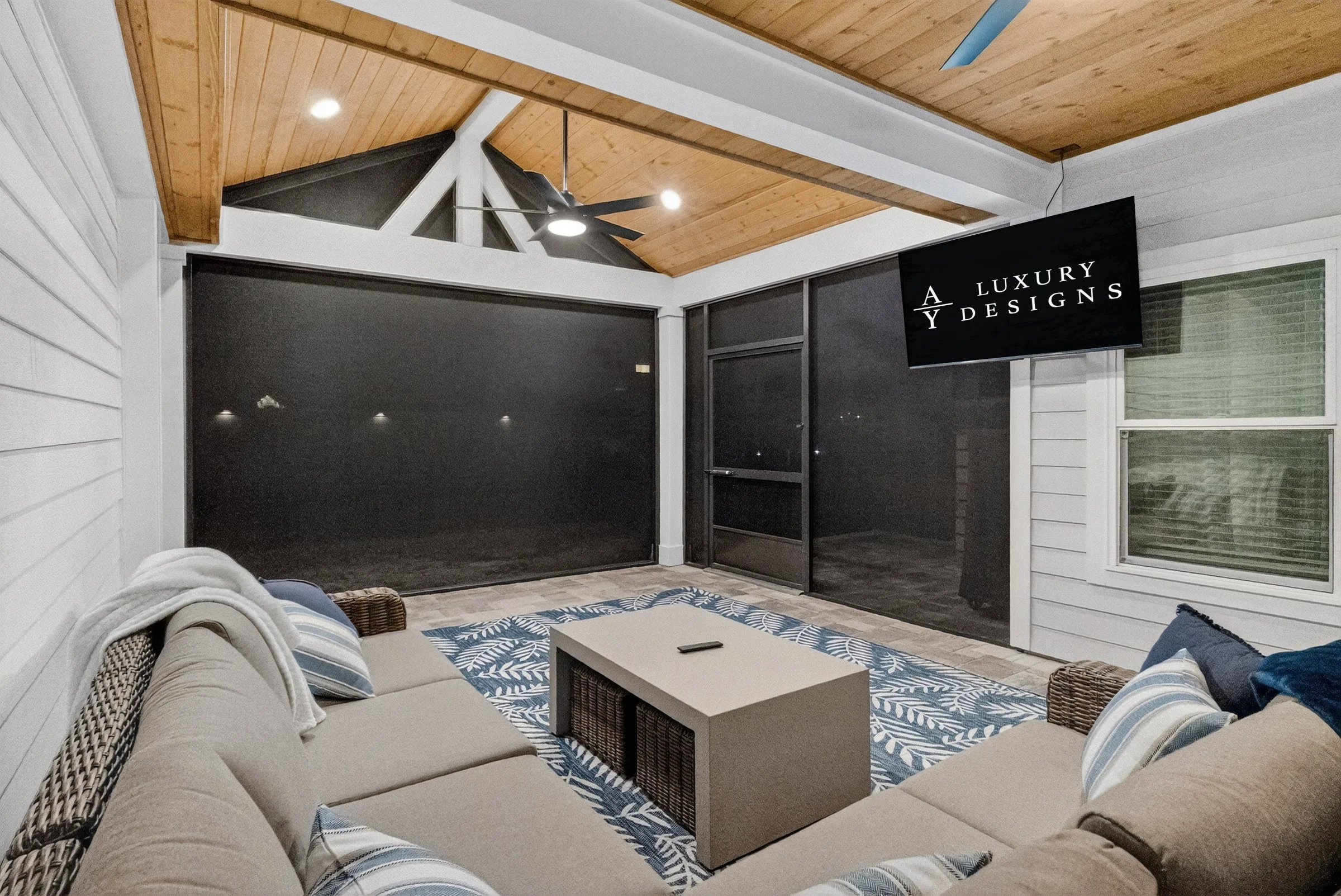 Screened lanai extension with lounge seating, Shearwater