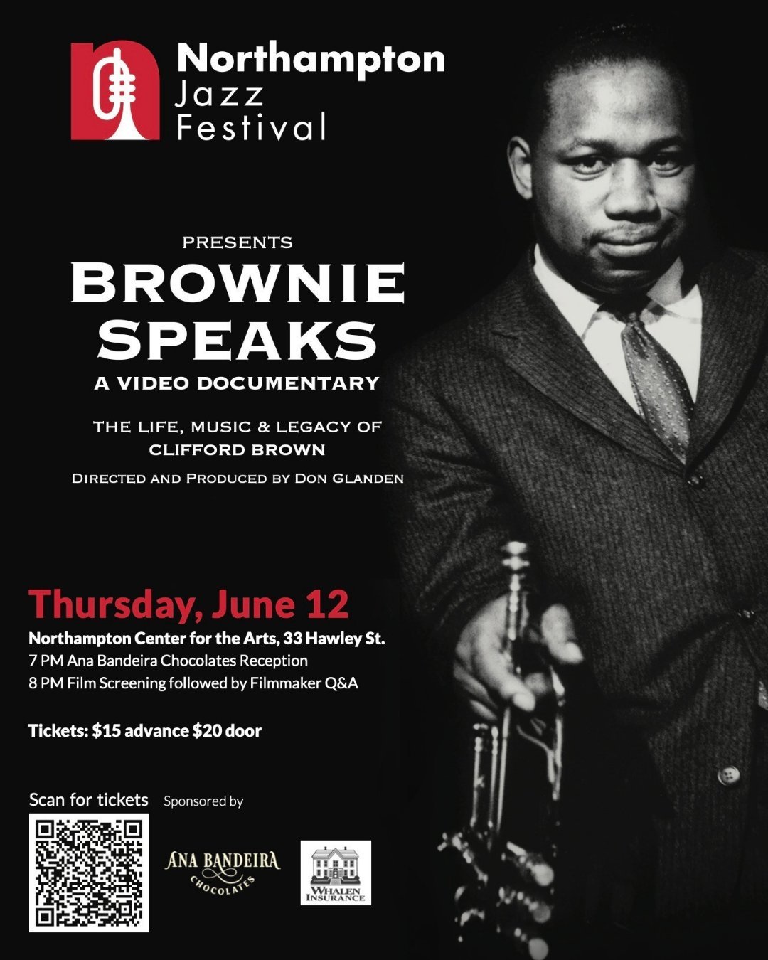 🎬🎺 Don't miss out! Tomorrow is our Jazz Film Night, so grab your tickets! $15 in advance or $20 at the door. Join us for a moving evening celebrating the life and legacy of jazz legend, trumpeter Clifford Brown with the screening of Don Glanden's &