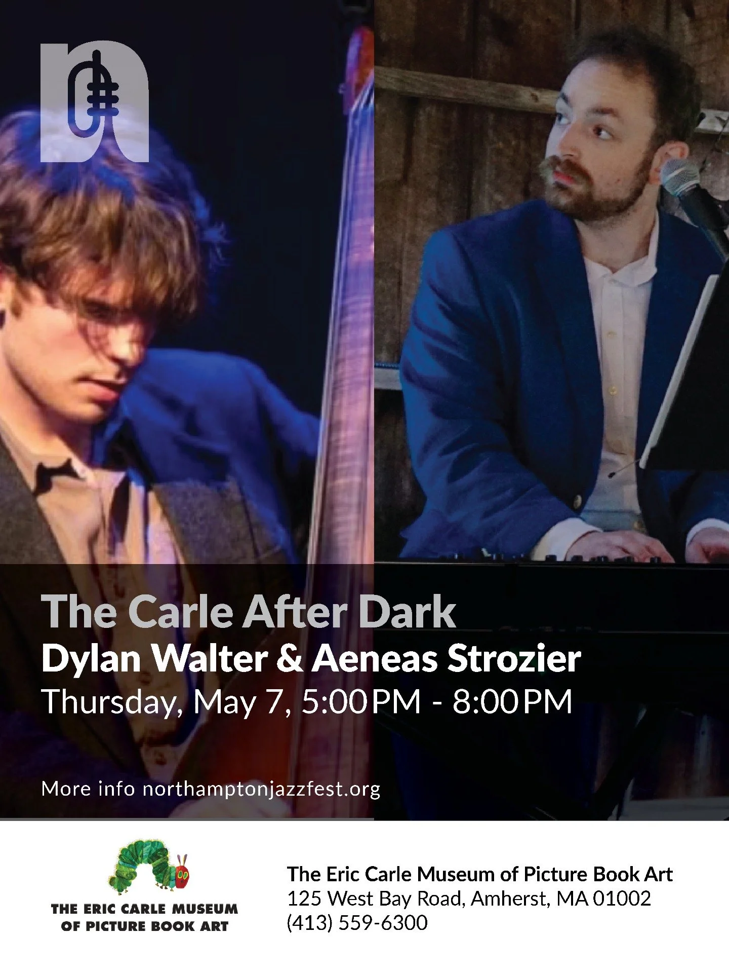 Join us Thursday, May 7, from 5 to 8 PM for The Carle After Dark at the Eric Carle Museum (@carlemuseum) featuring The Carletones. 🎶

This is a powerhouse jazz duo of Dylan Walter (@dylan_walter_music) and Aeneas Strozier &ndash; homegrown musicians