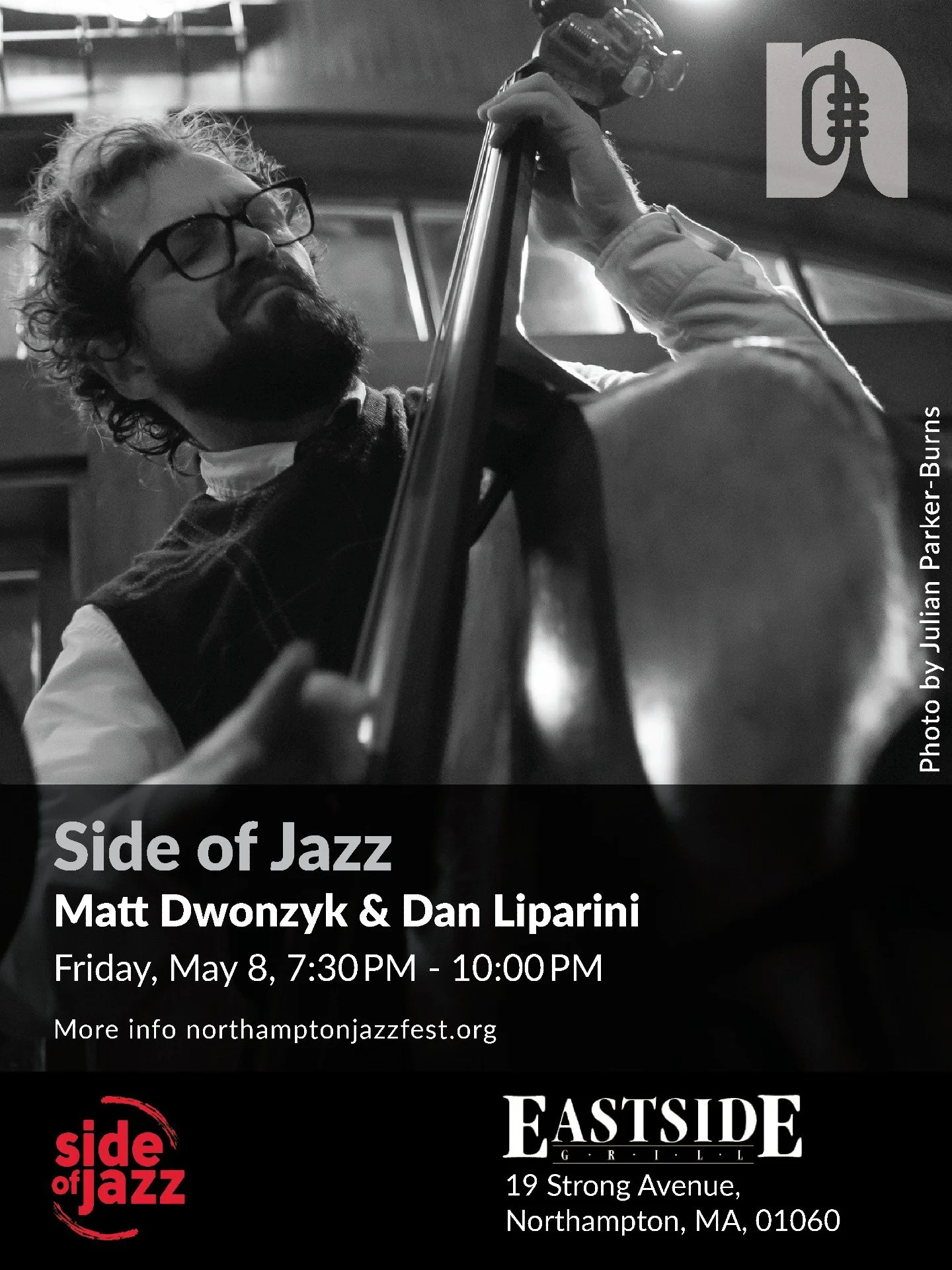 Dinner with live jazz? Join us for our next Side of Jazz with rising jazz musicians Matt Dwonzyk (@dwonszyk) &amp; Dan Liparini (@danliparini) on Friday, May 8th at Eastside Grill (@eastside_grill_northampton)!

Matt Dwonszyk is a Connecticut-born, N