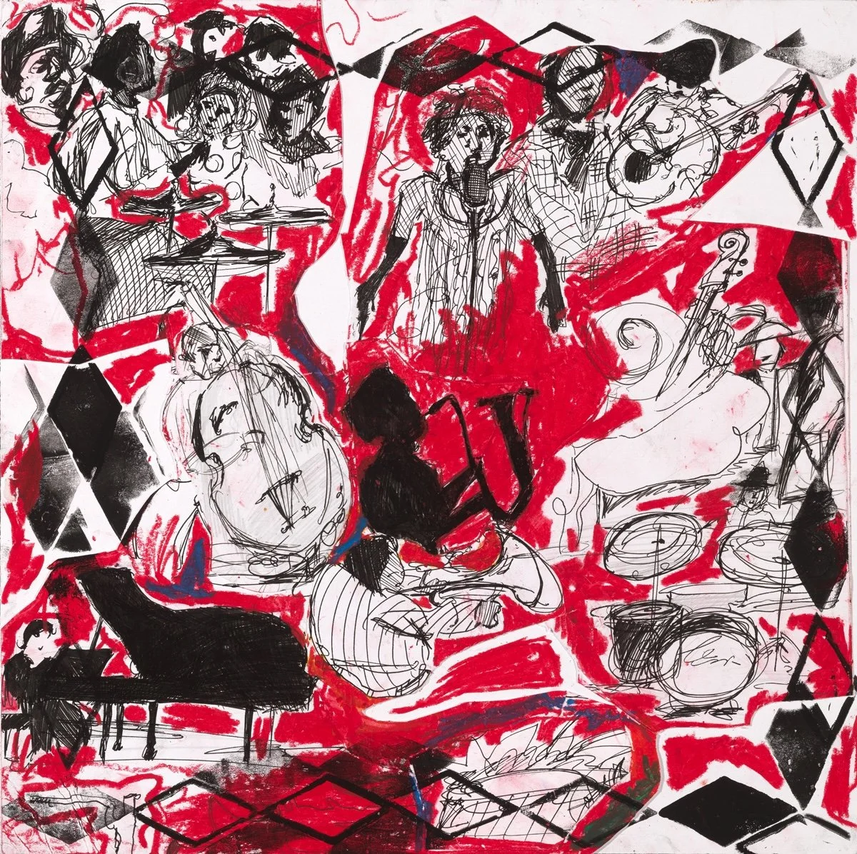 Alice Jackson. Pen and ink, oil paste, linoleum printing