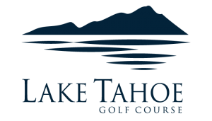 Logo of Lake Tahoe Golf Course featuring stylized mountain and water design with text