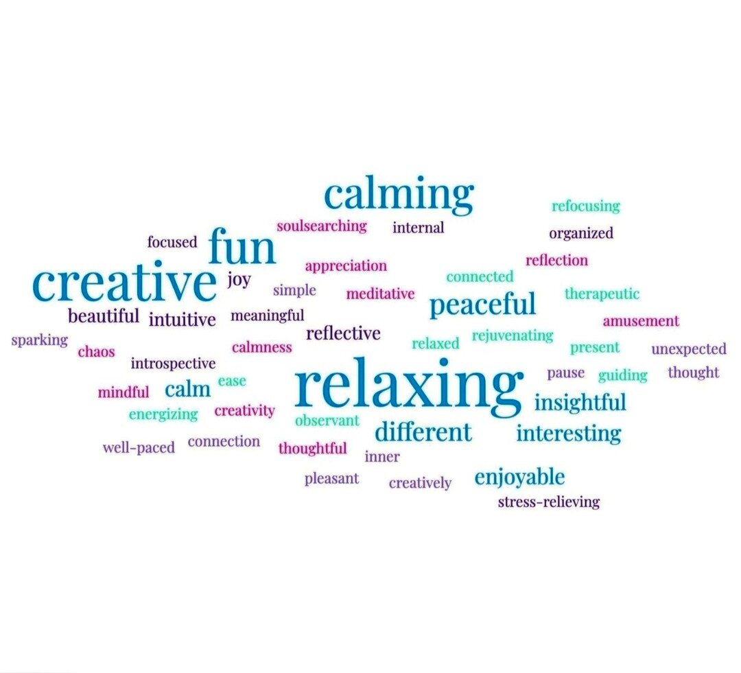 Here's a word cloud illustrating how sixty professionals described the impact of @soulcollage_inc after only one hour of playing with #images!
#therapeutic 
#rejuvenating 
#energizing 
#intuitive 
#soulsearching 
#stressrelieving
#centering