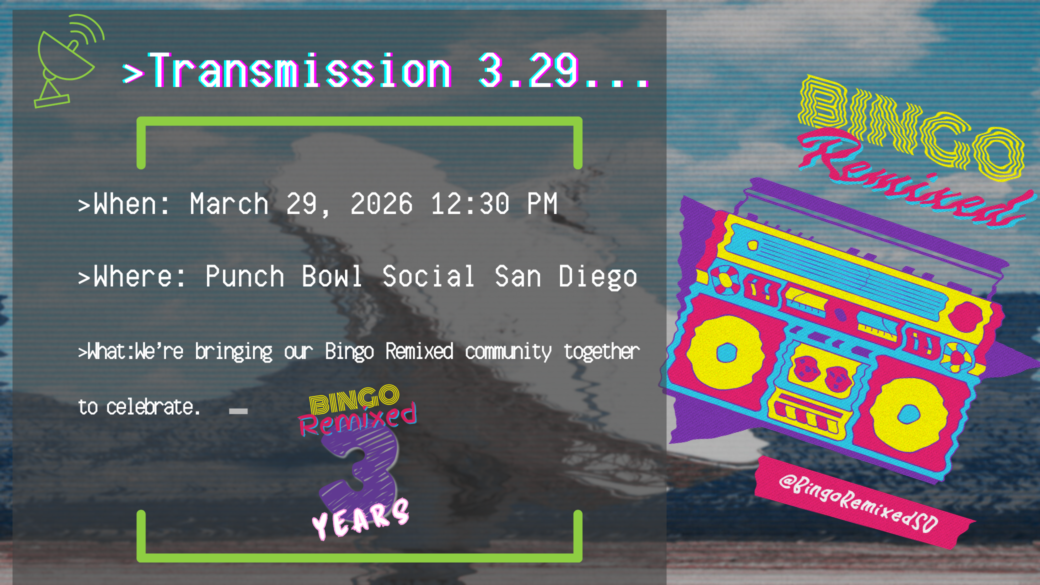 Transmission 3.29: A 3-Year Celebration of San Diego Music Bingo @ Punch Bowl Social
